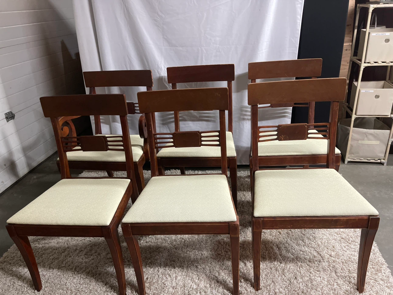 Set of 6 Vintage Wood Dining Chairs