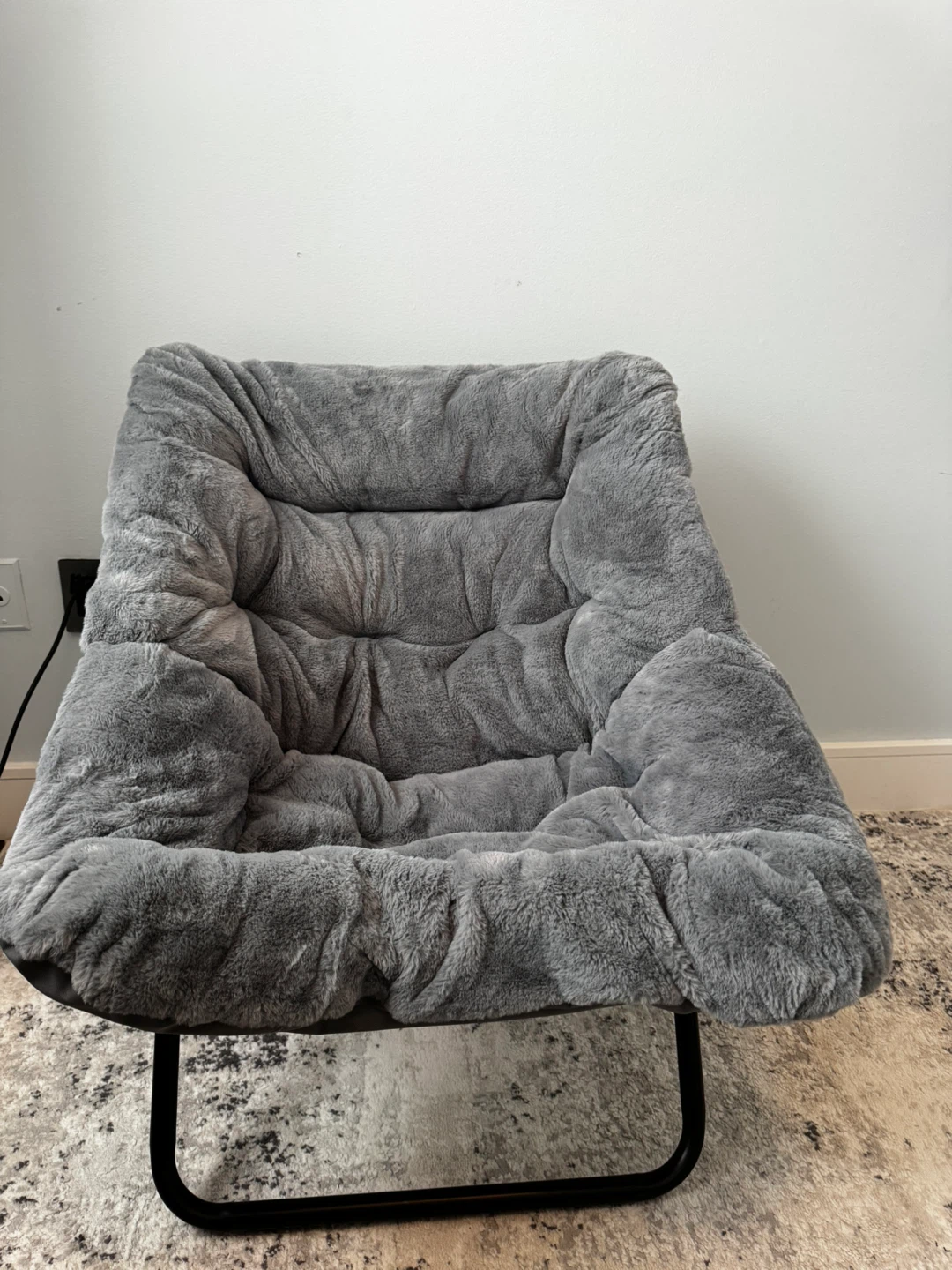 Grey Faux Fur Folding Saucer Chair - photo 4