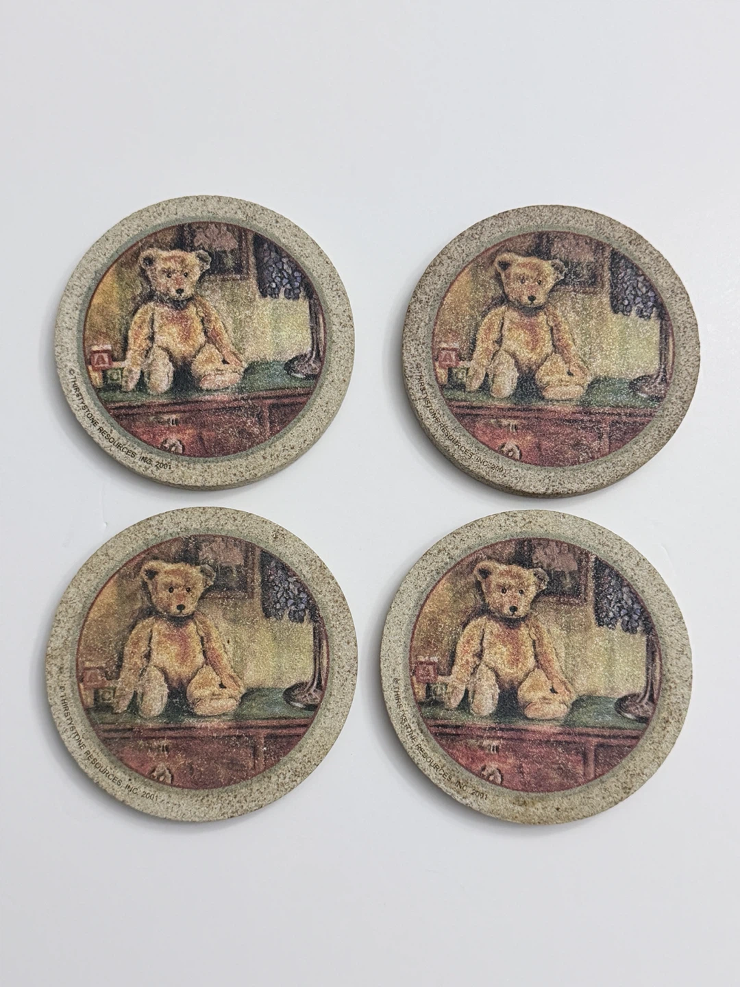 Vintage Thirstystone Teddy Bear Stone Coasters Set of 4