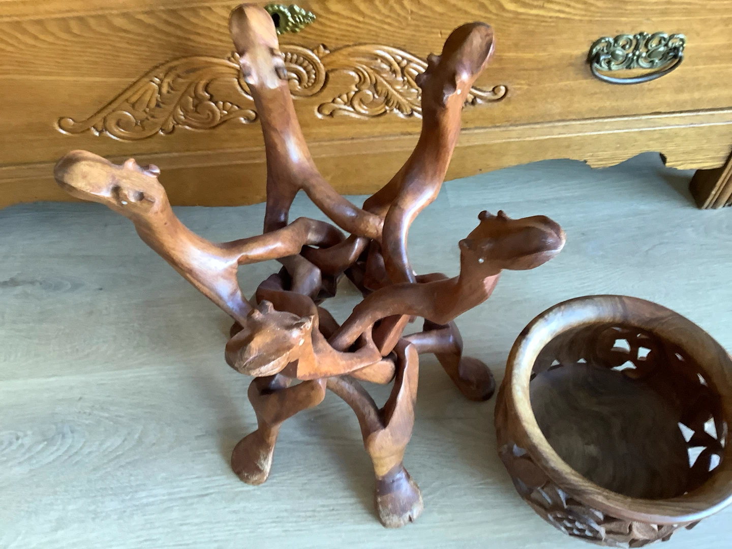 Vt Hd Carved Rosewood Camel/Plant Bowl 🐞 - photo 2