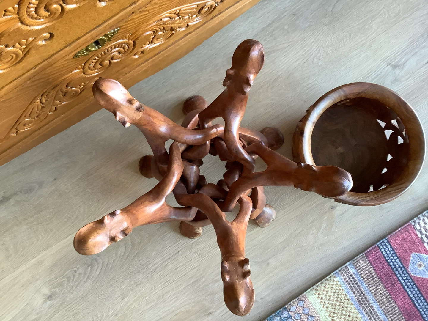 Vt Hd Carved Rosewood Camel/Plant Bowl 🐞 - photo 4