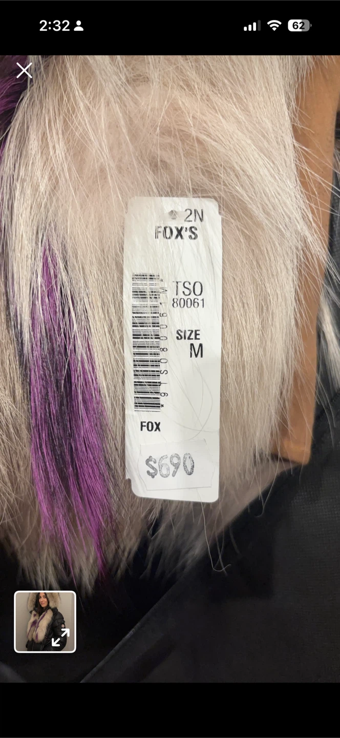 Fox Fur Trim Down Jacket Size M