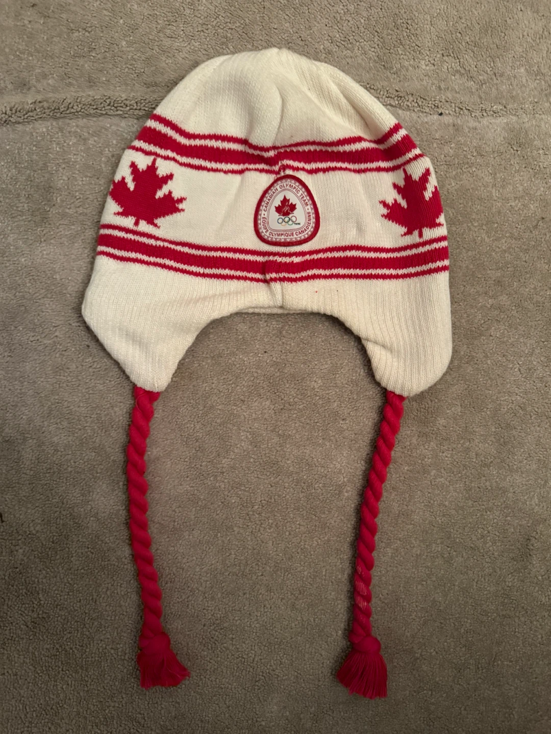 Canadian Olympic Team Earflap Winter Hat Beanie Maple Leaf HBC
