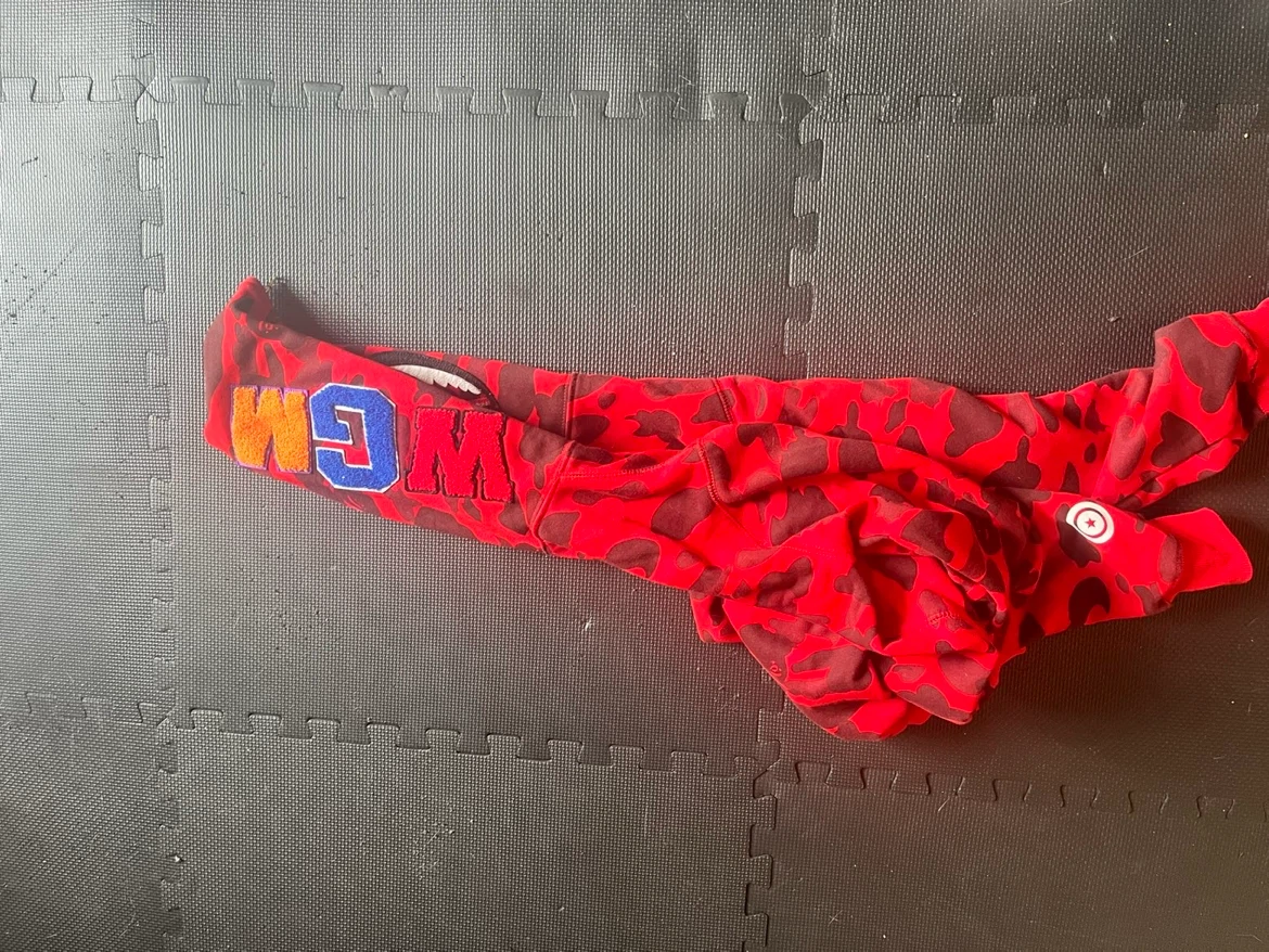 BAPE Full Zip Hoodie Red Camo Shark - photo 3