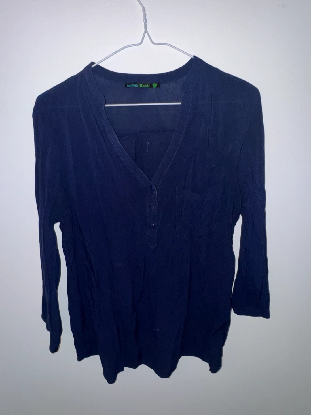 Befree Basic Navy Blue Button-Up Blouse