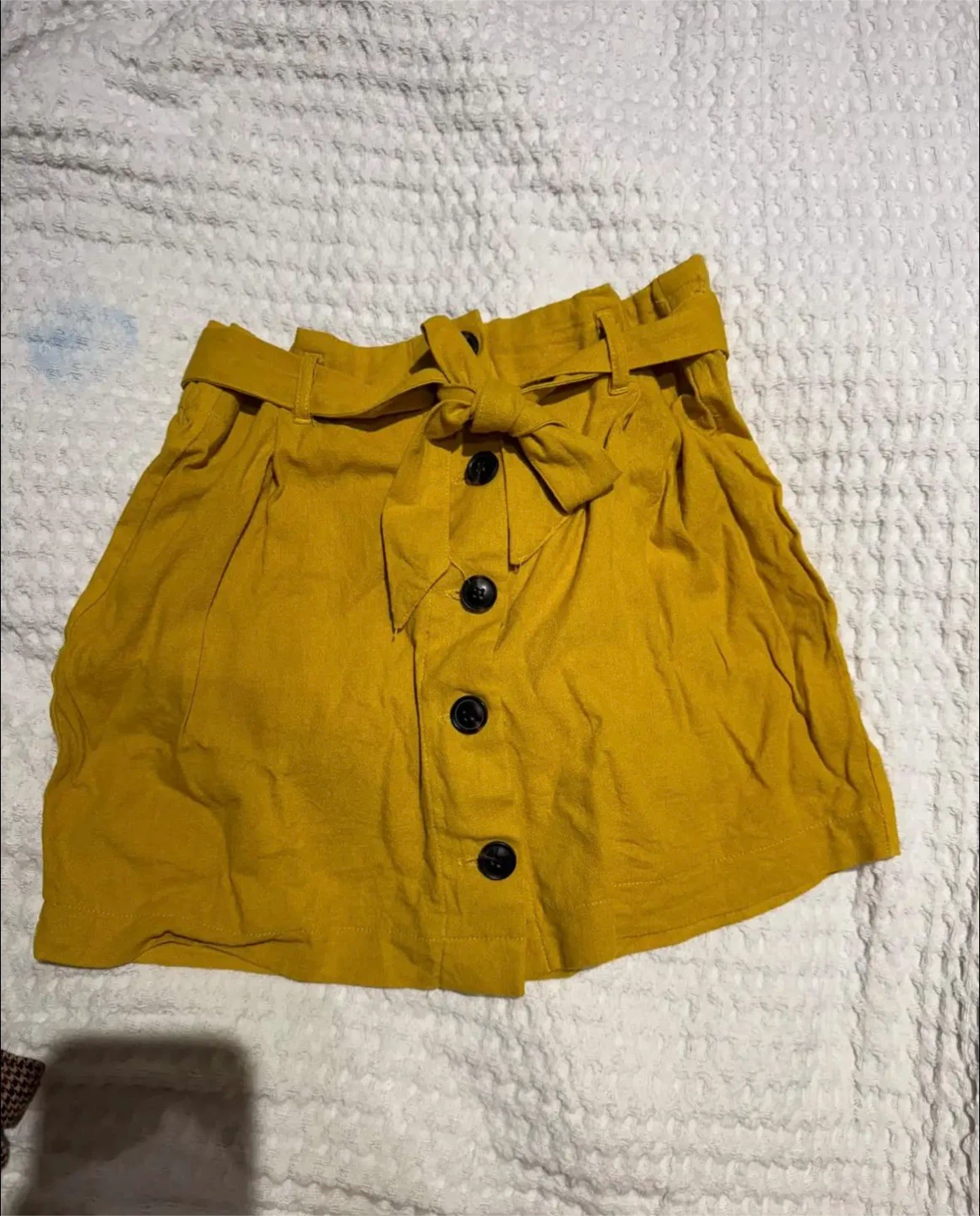 Yellow Paperbag Waist Skirt with Belt