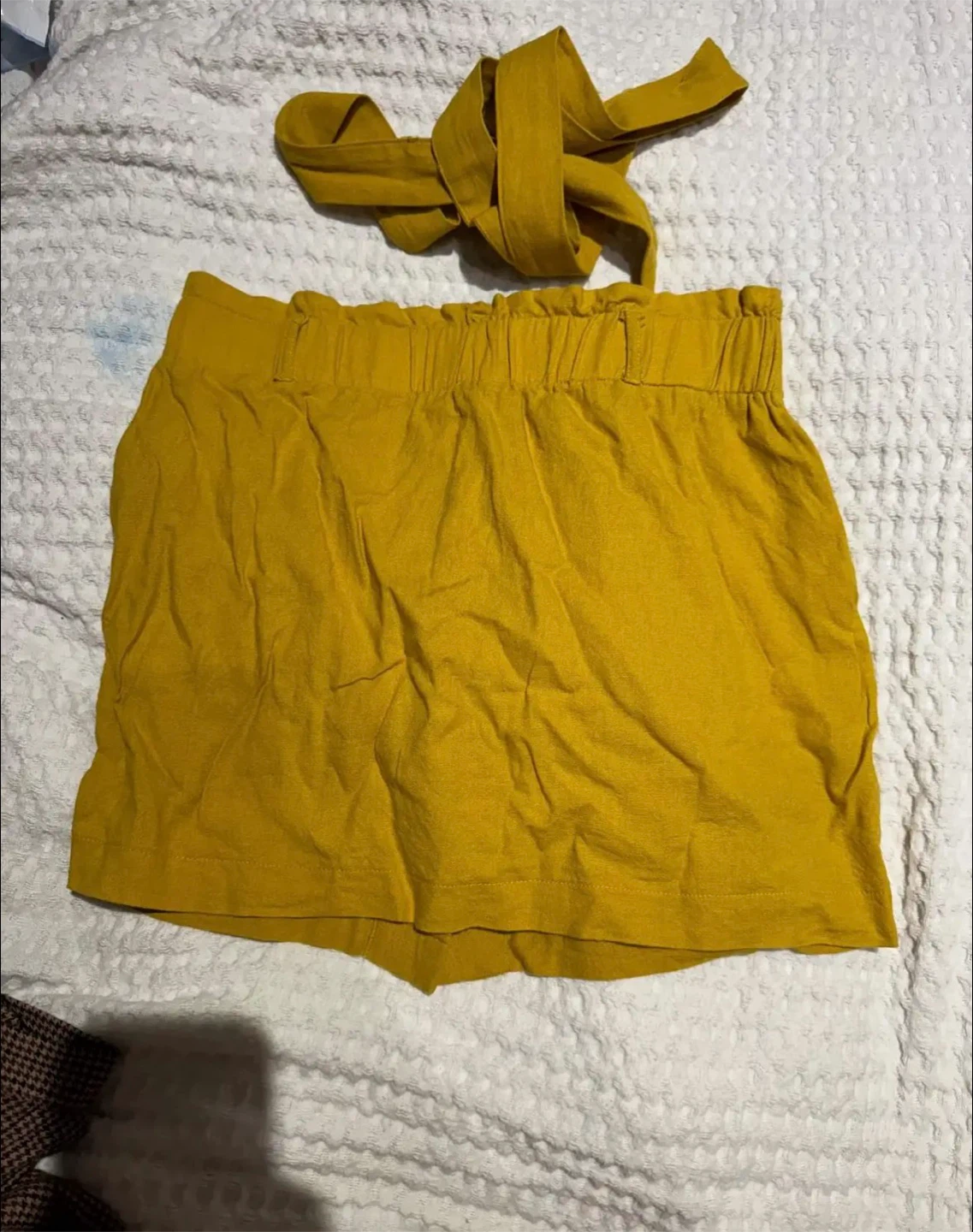 Yellow Paperbag Waist Skirt with Belt - photo 2