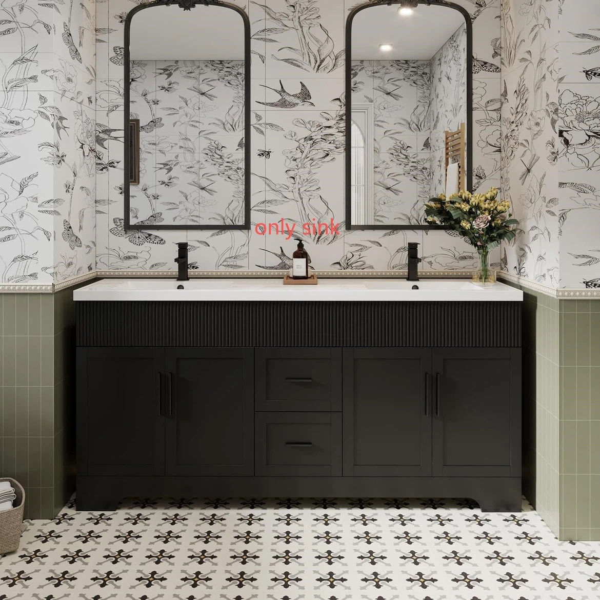75” Brand New - Solid surface composite double sink vanity top