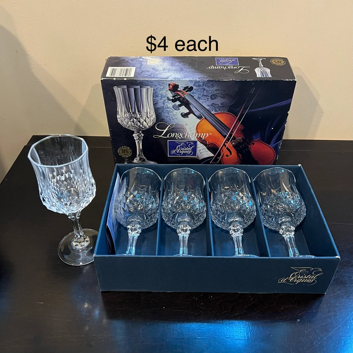 Longchamp Crystal Wine Glasses / Cristal D'Arques France - photo 5