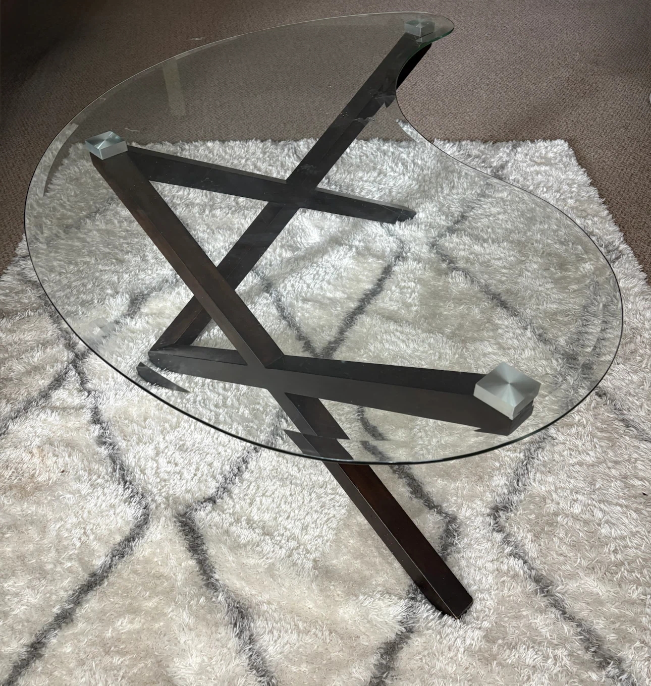 Oval glass coffee table
