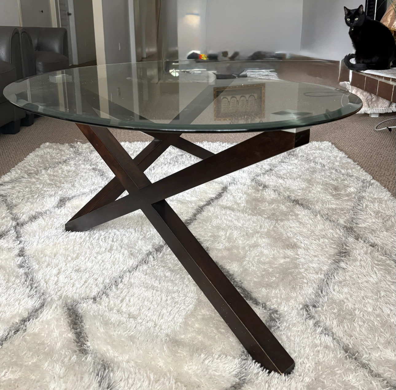 Oval glass coffee table - photo 2