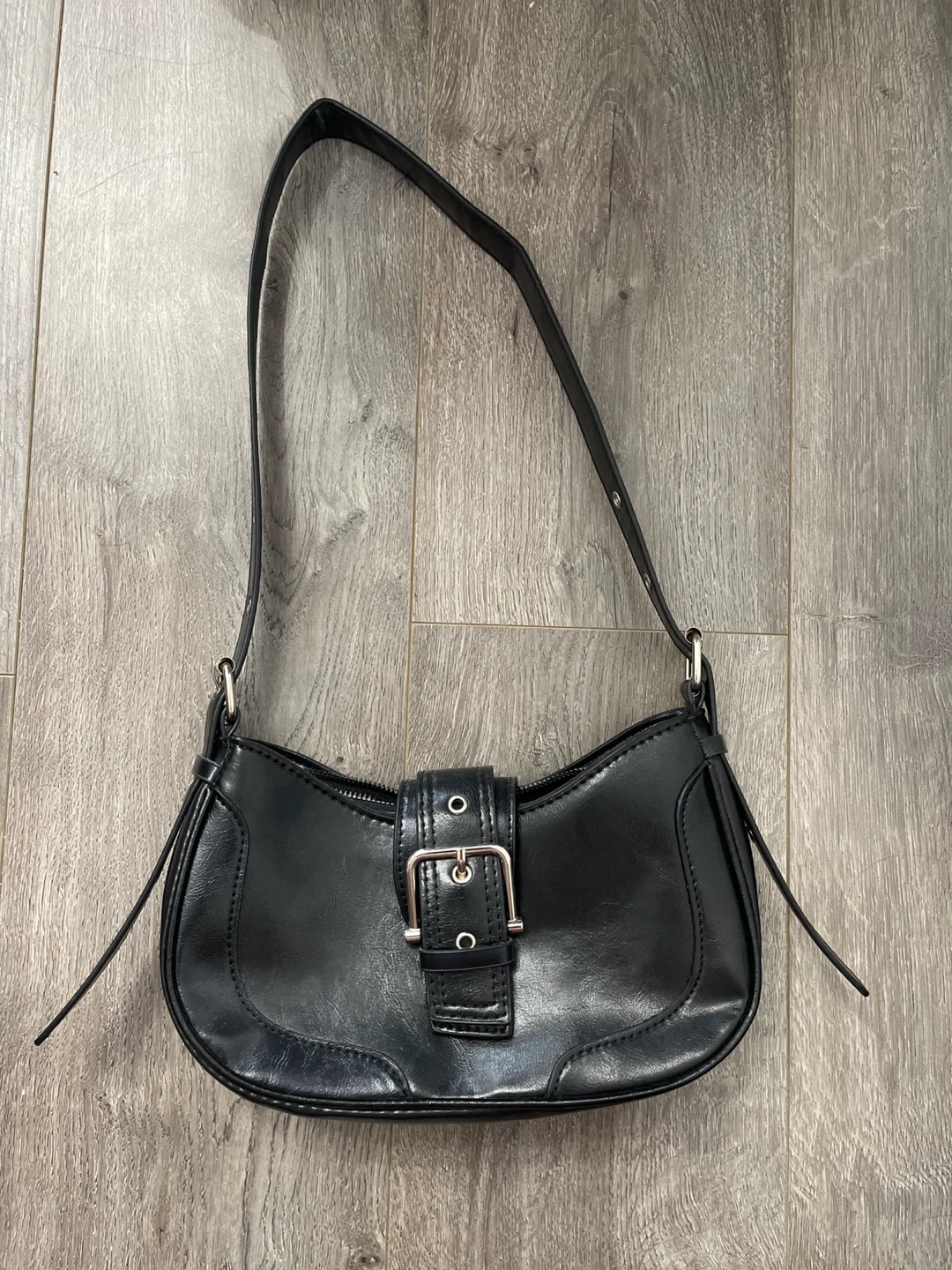 Black Buckle Shoulder Bag