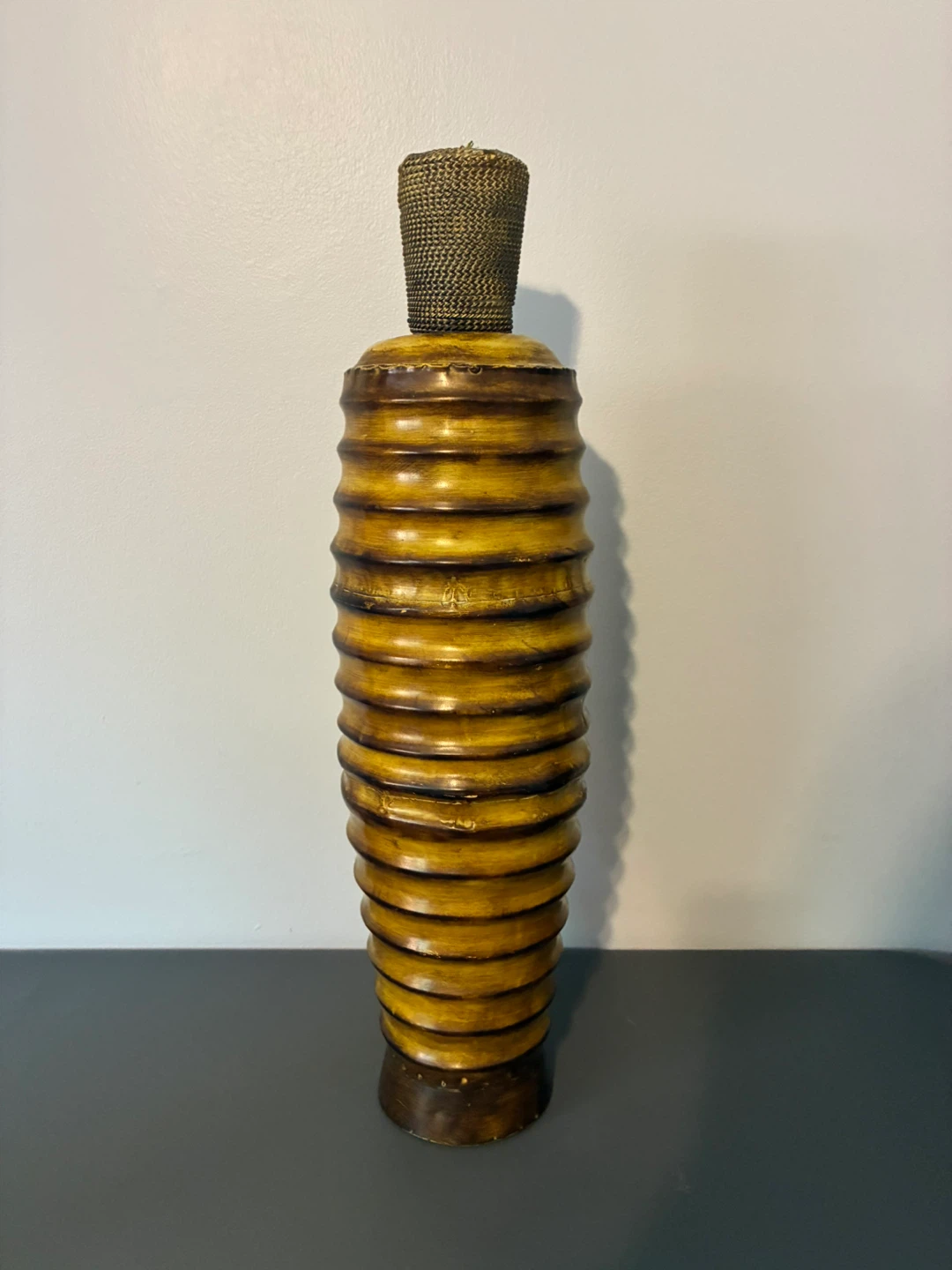 Tall Decorative Vase with Woven Top