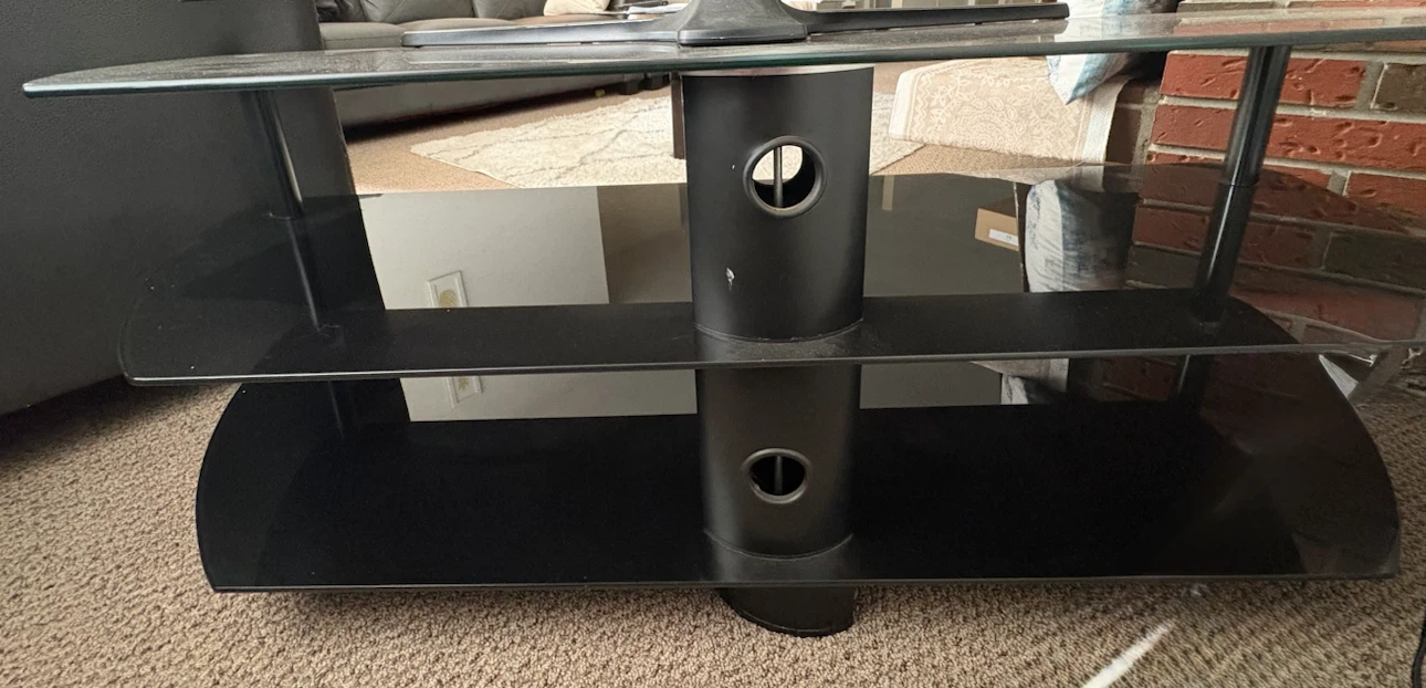 Black glass tv stand