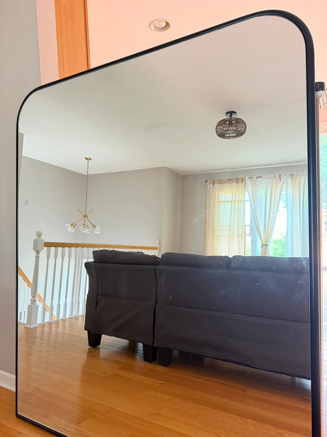 Modern Metal Framed Rounded Corner Mirror