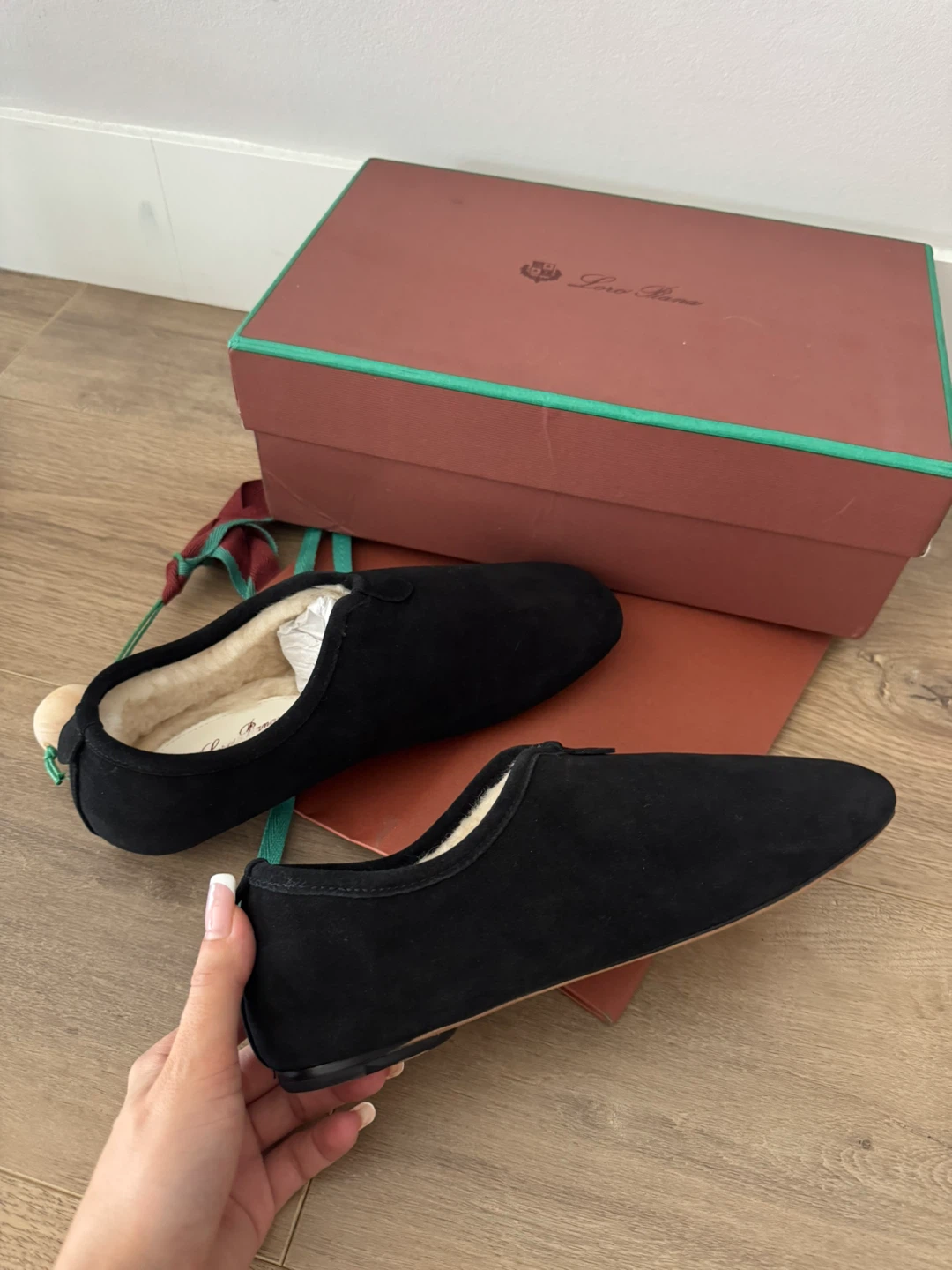NEW LP Premium Black Suede Shearling Slip-Ons / Mules - photo 2