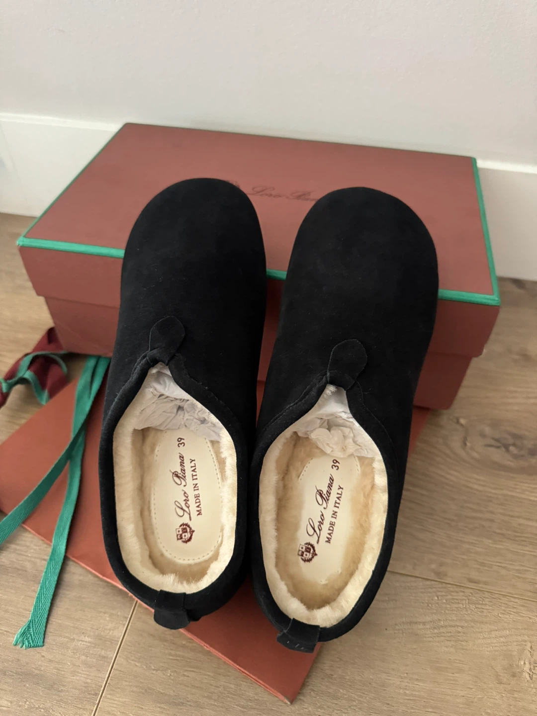 NEW LP Premium Black Suede Shearling Slip-Ons / Mules - photo 3