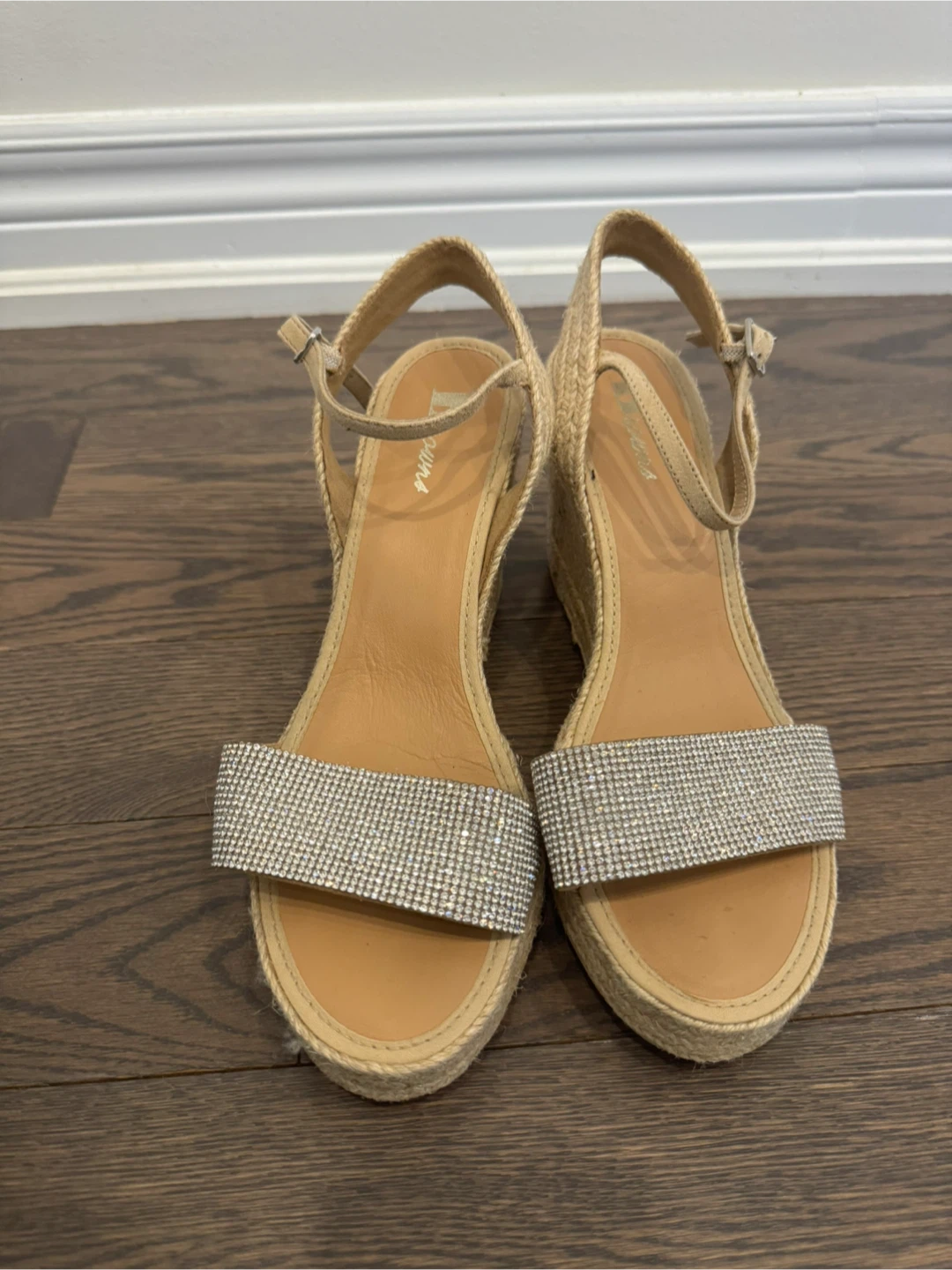 Town Shoes Rhinestone Espadrille Wedge Sandals