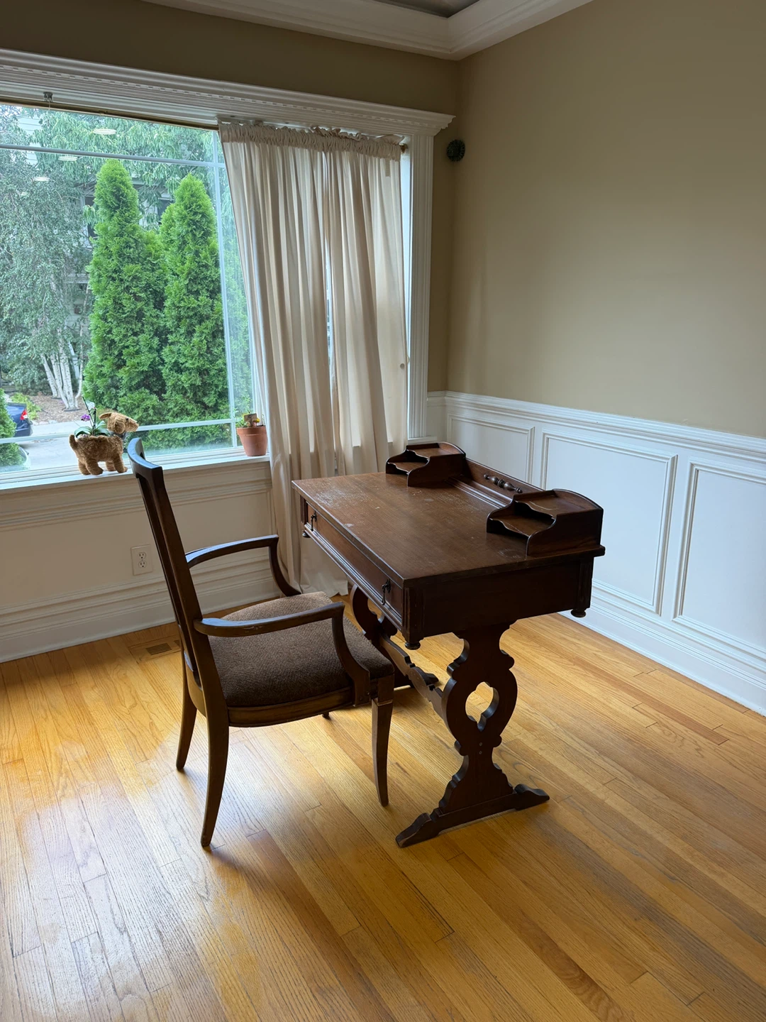 Antique Wooden Writing Desk with Chair