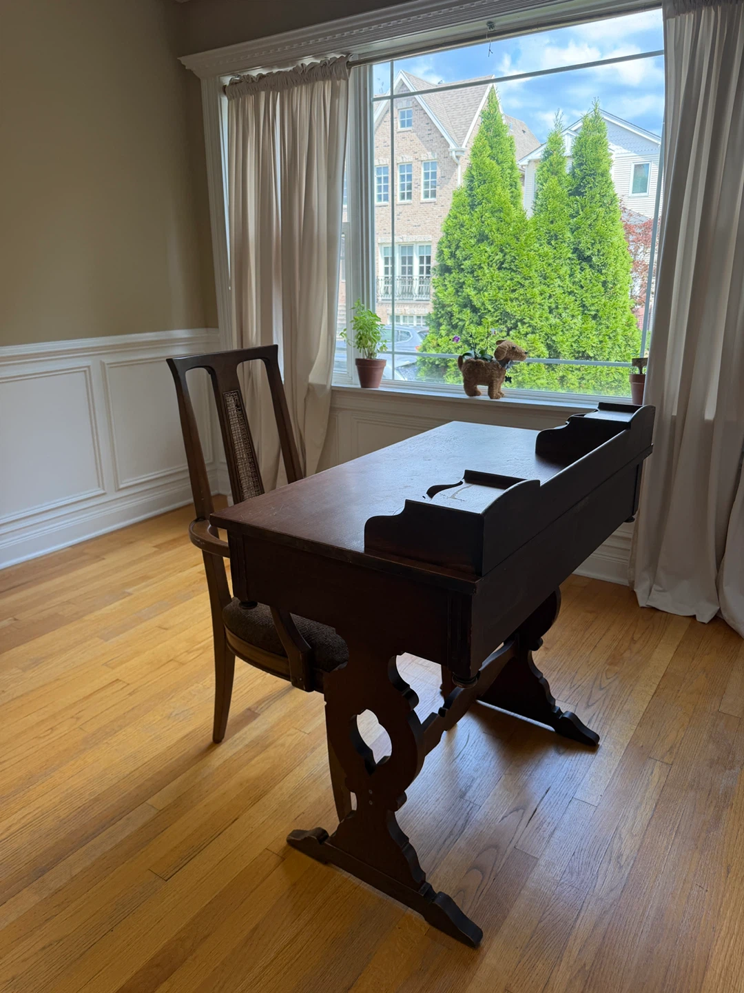 Antique Wooden Writing Desk with Chair - photo 2