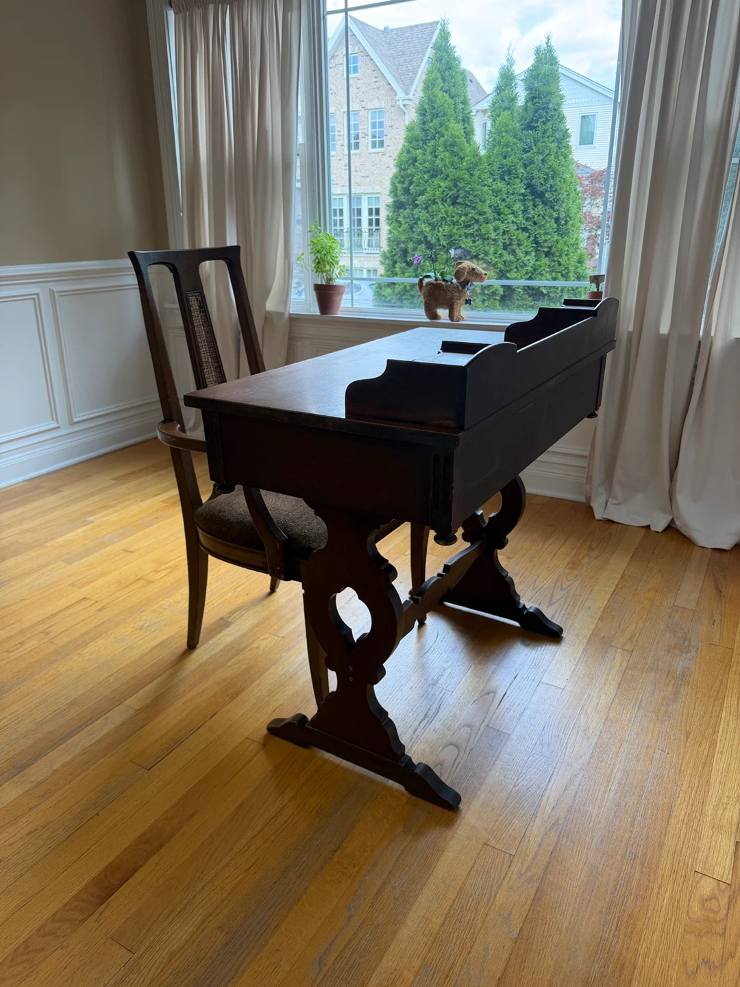 Antique Wooden Writing Desk with Chair - photo 3