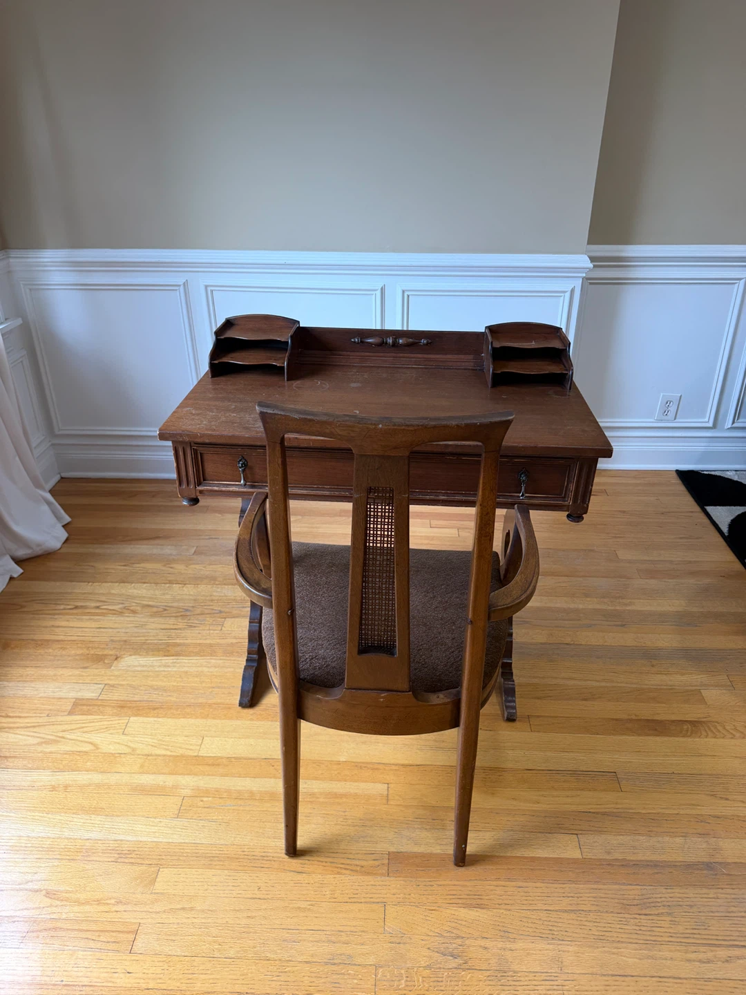 Antique Wooden Writing Desk with Chair - photo 4