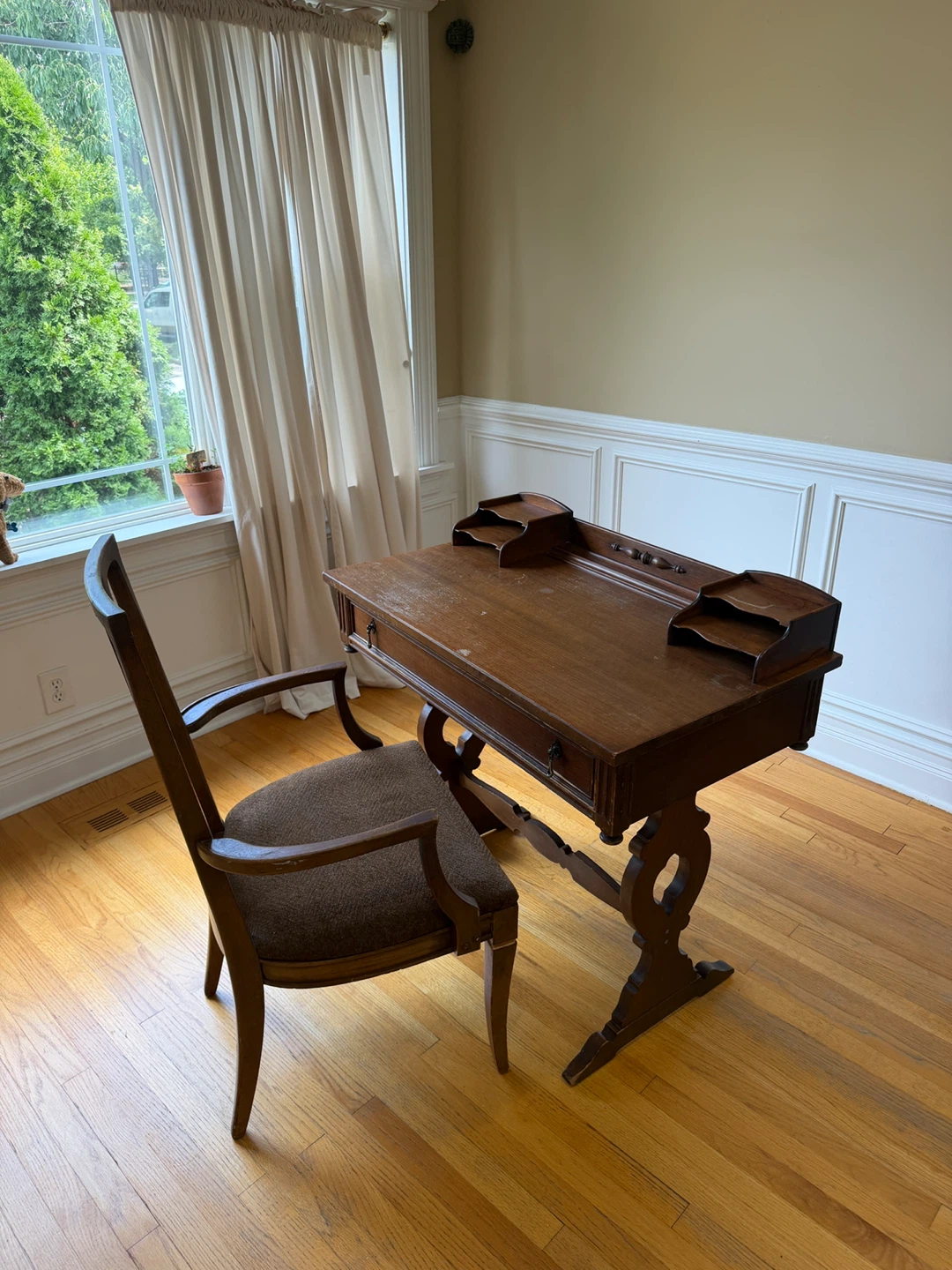 Antique Wooden Writing Desk with Chair - photo 5