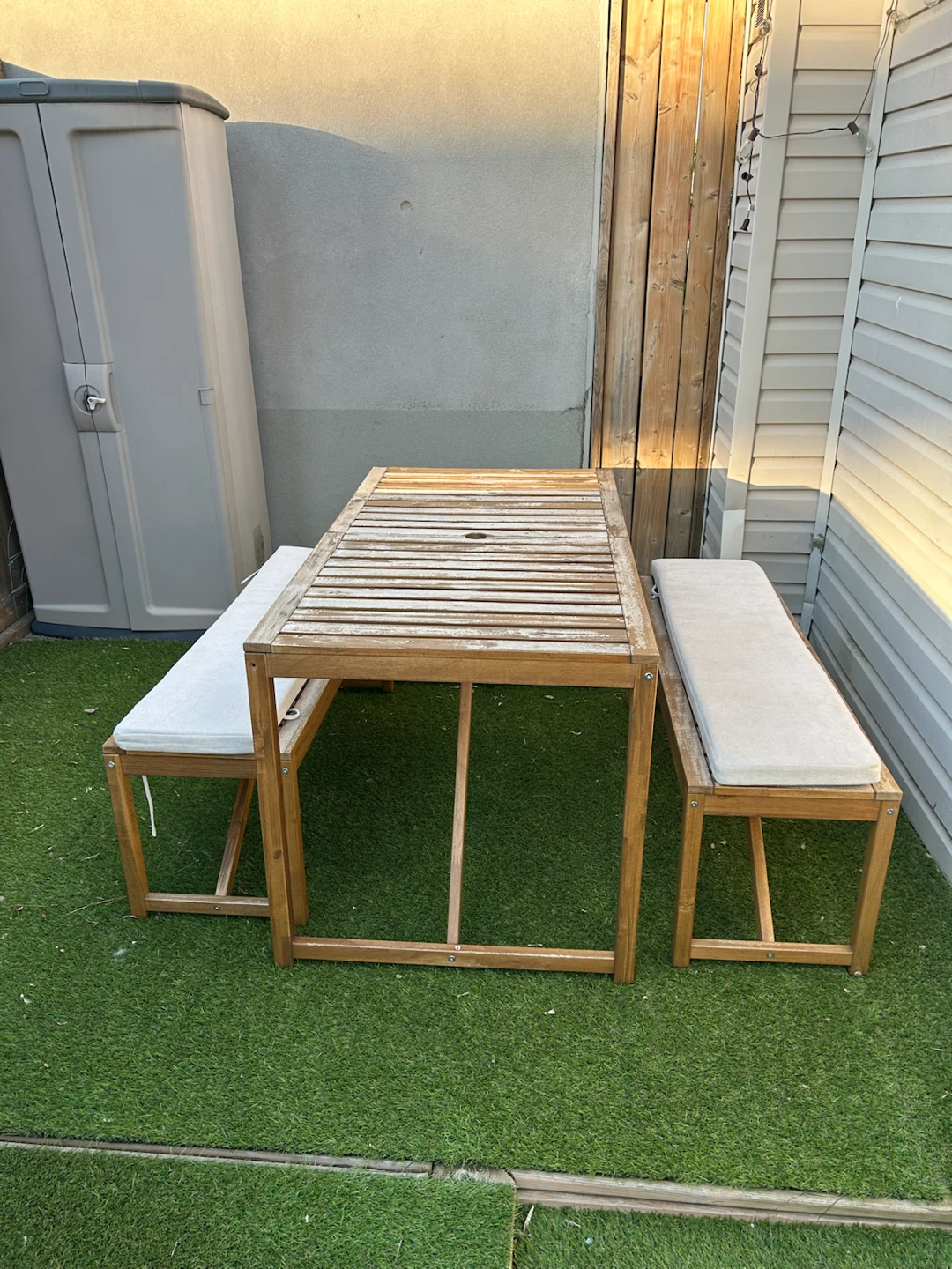 Outdoor Table and Benches Set