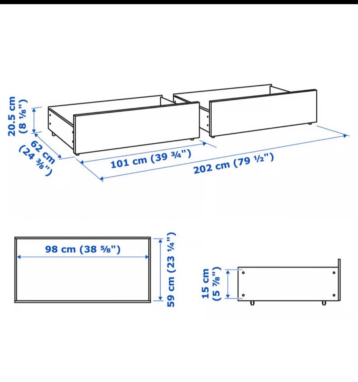 IKEA MALM Underbed Drawers - White - photo 2
