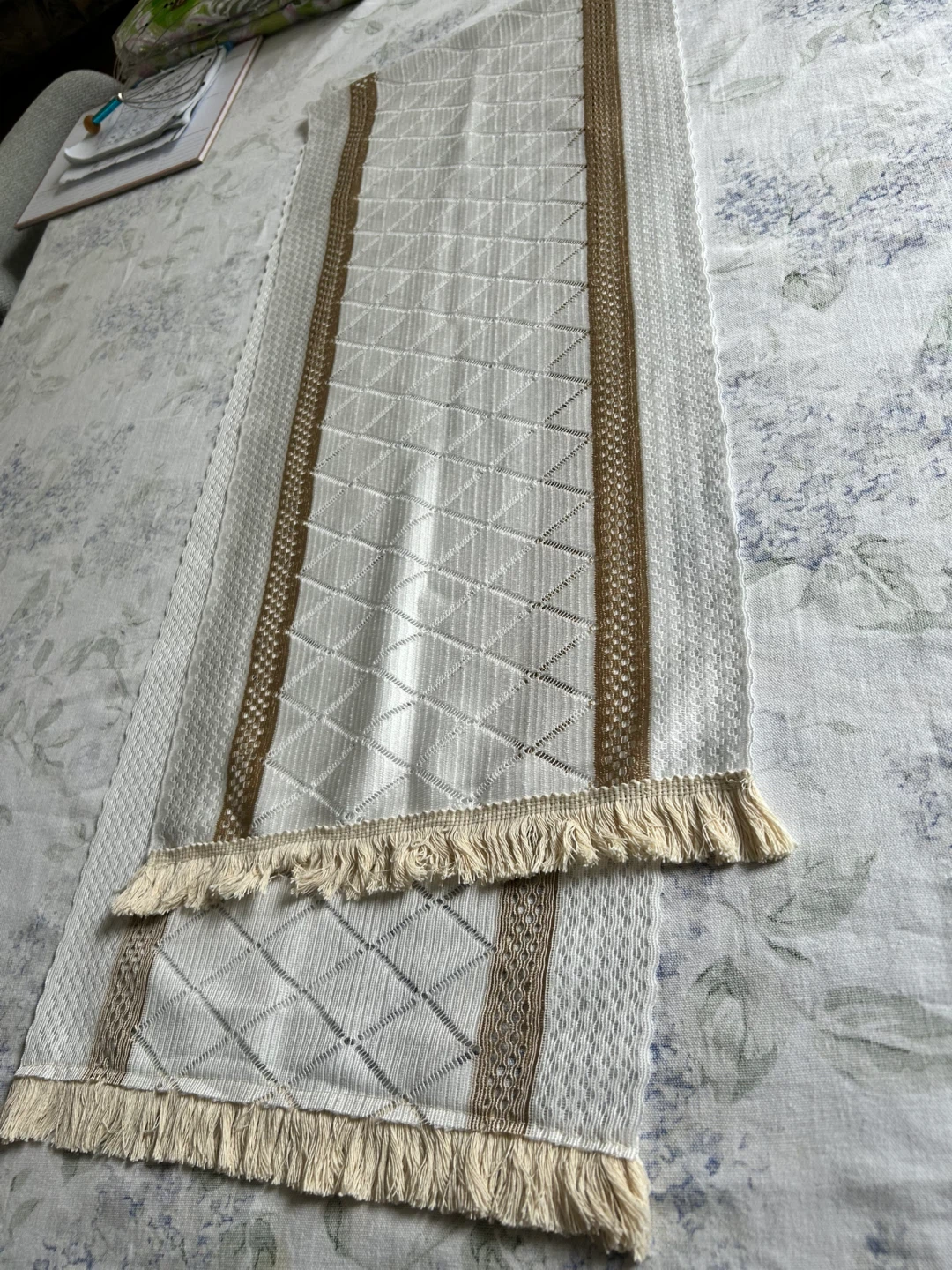Cream and Tan Decorative Table Runner
