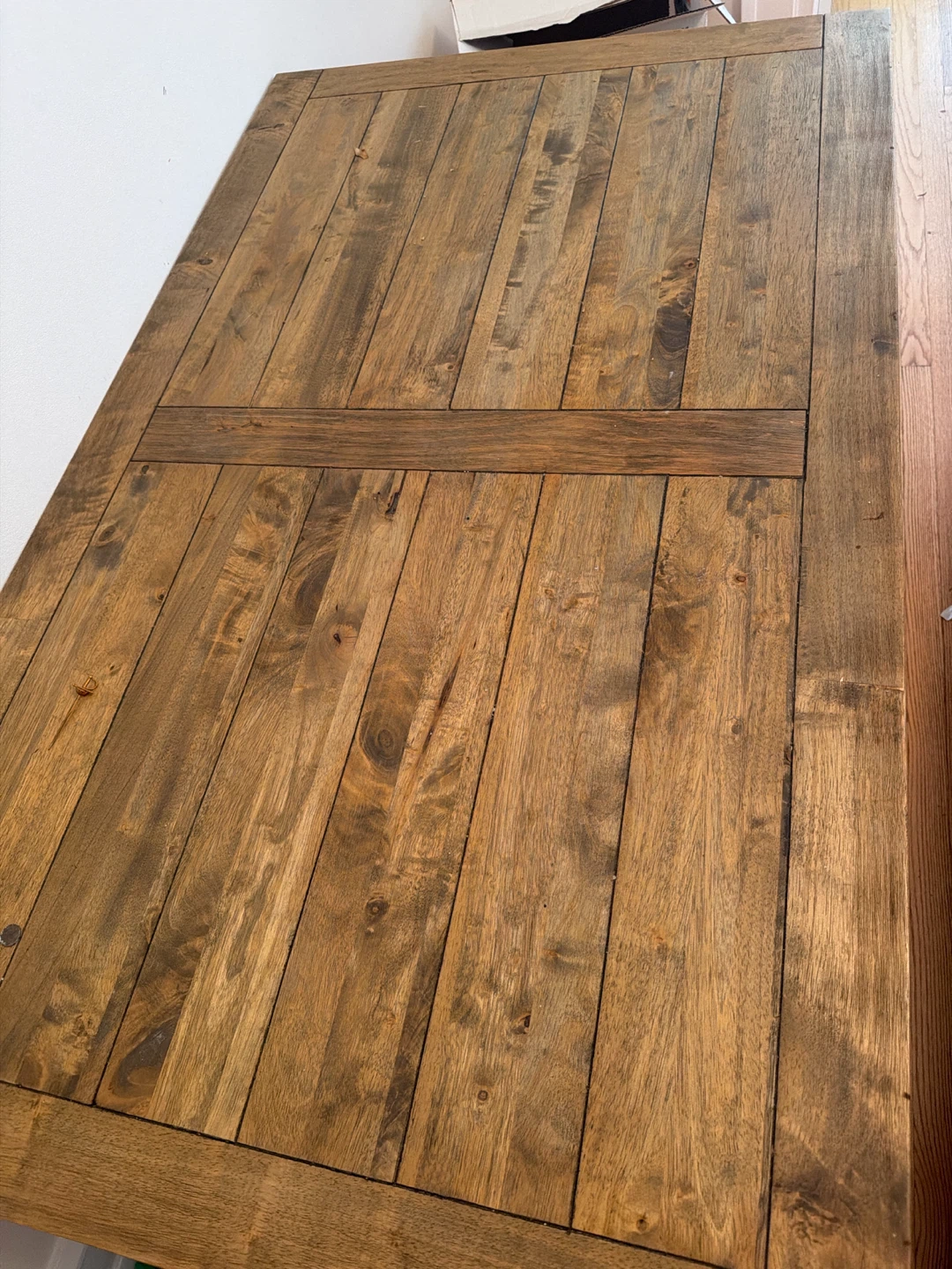 Rustic French Provwncial Wood Dining Table with White Legs - photo 2