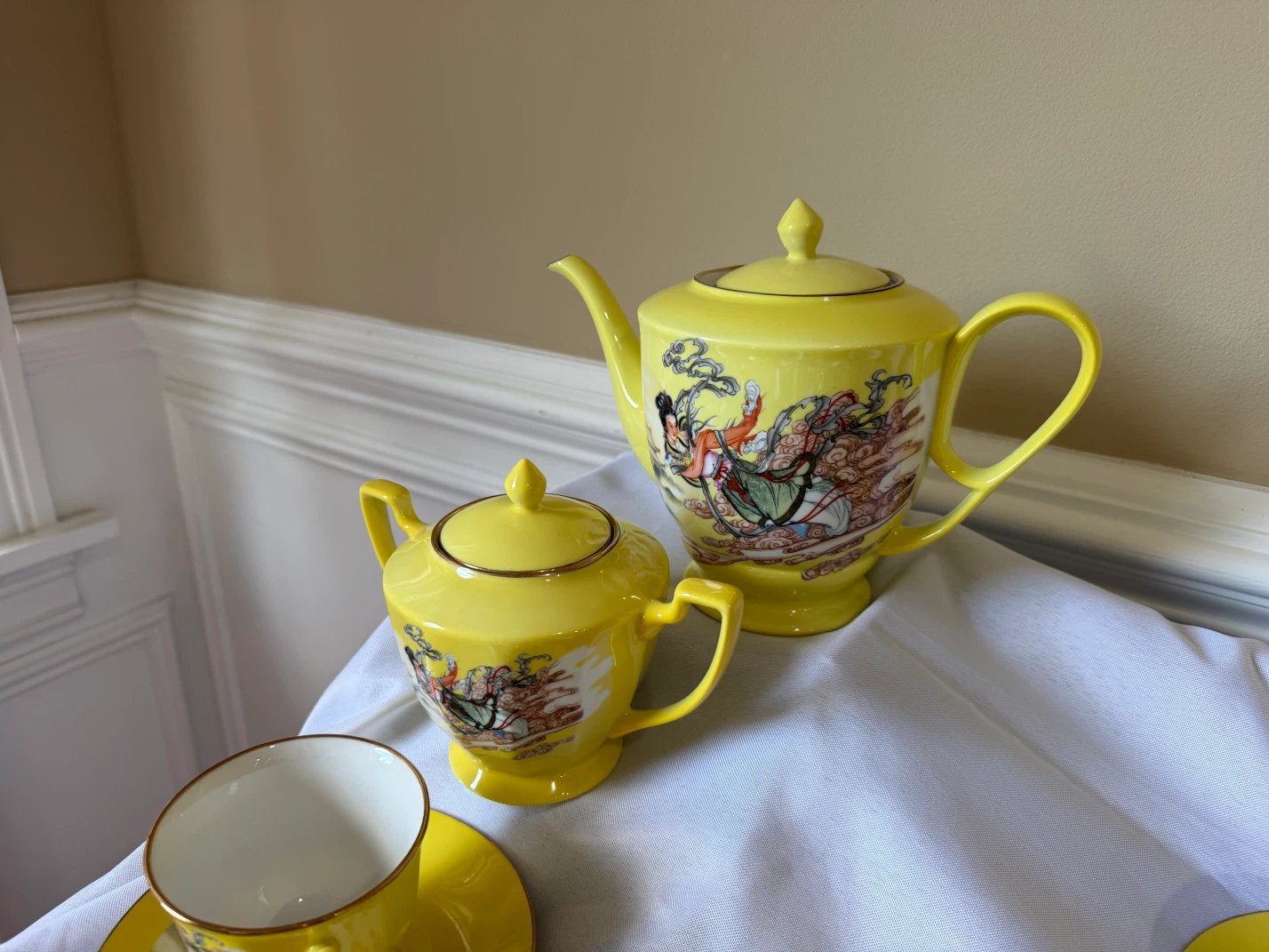 Yellow Tea Set with Cups and Saucers - photo 2