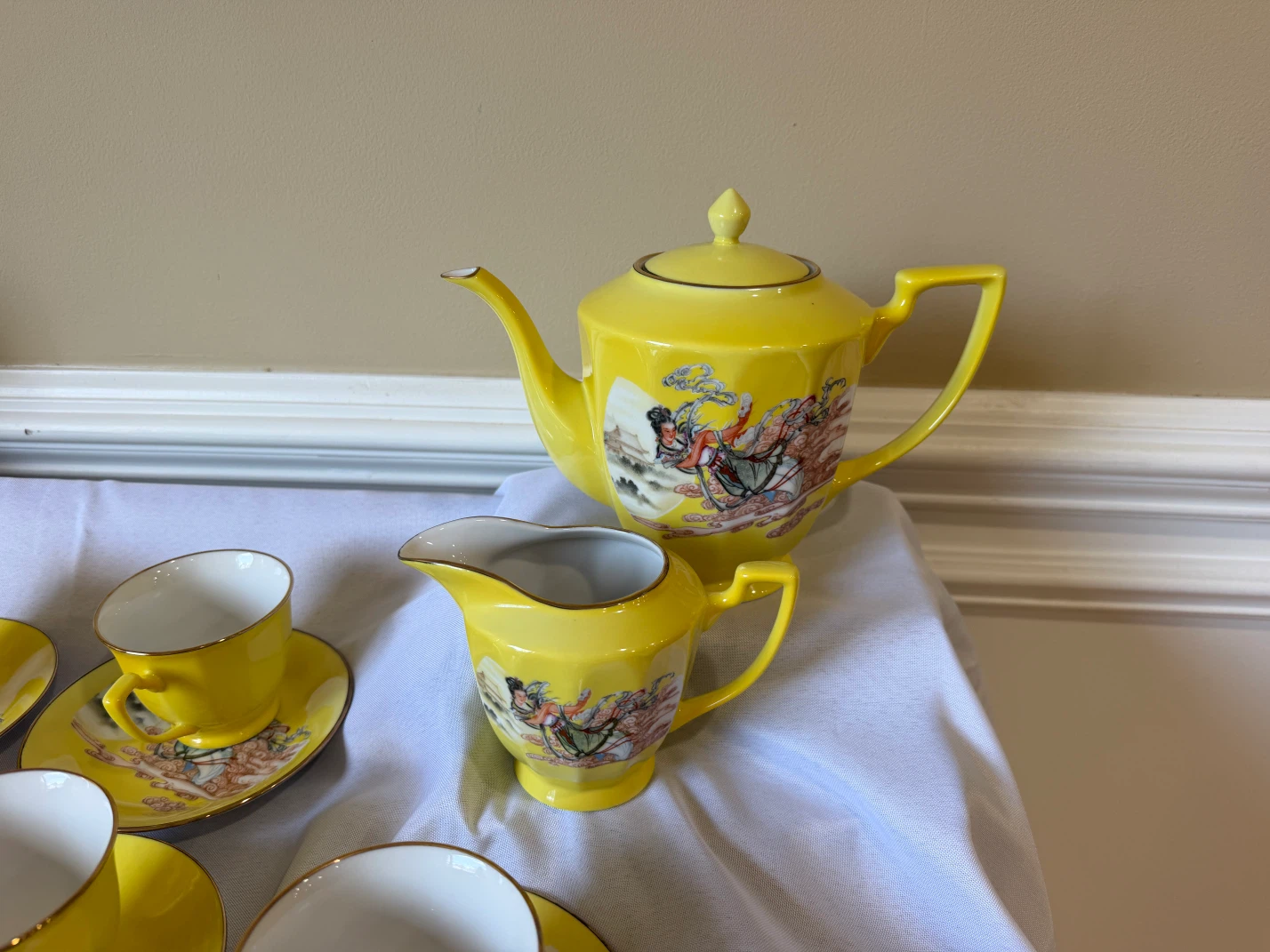 Yellow Tea Set with Cups and Saucers - photo 3