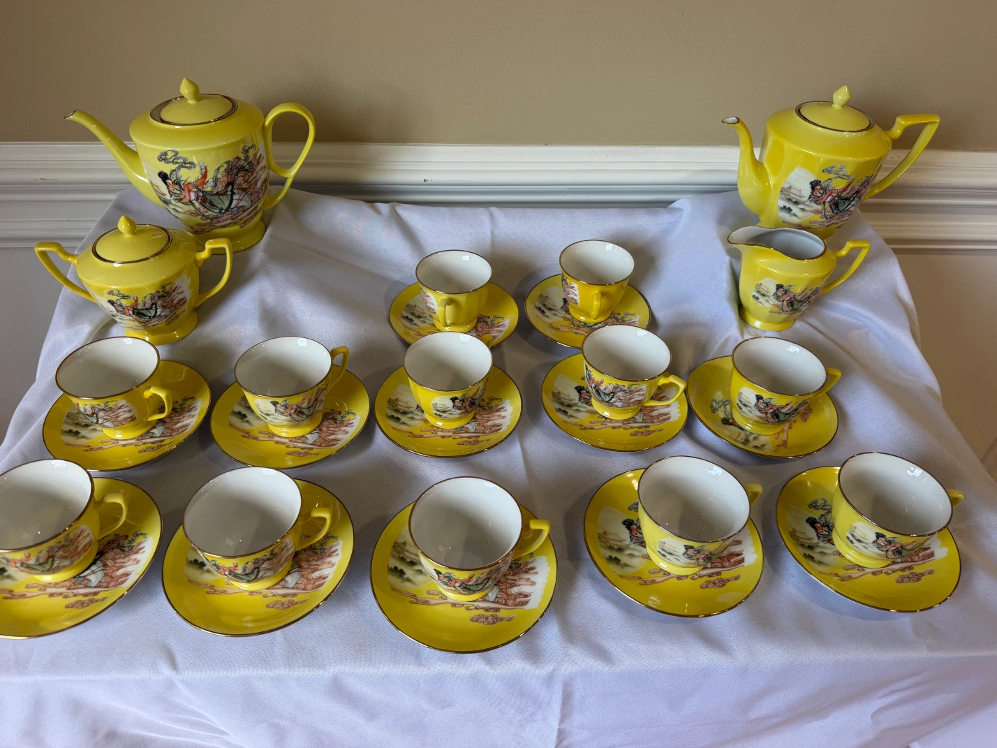 Yellow Tea Set with Cups and Saucers - photo 4