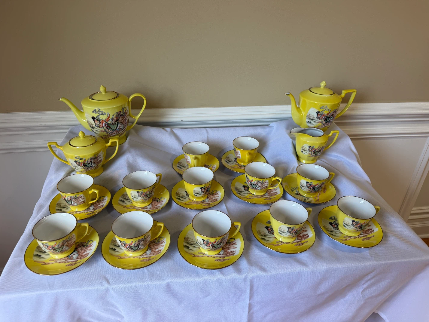 Yellow Tea Set with Cups and Saucers - photo 5