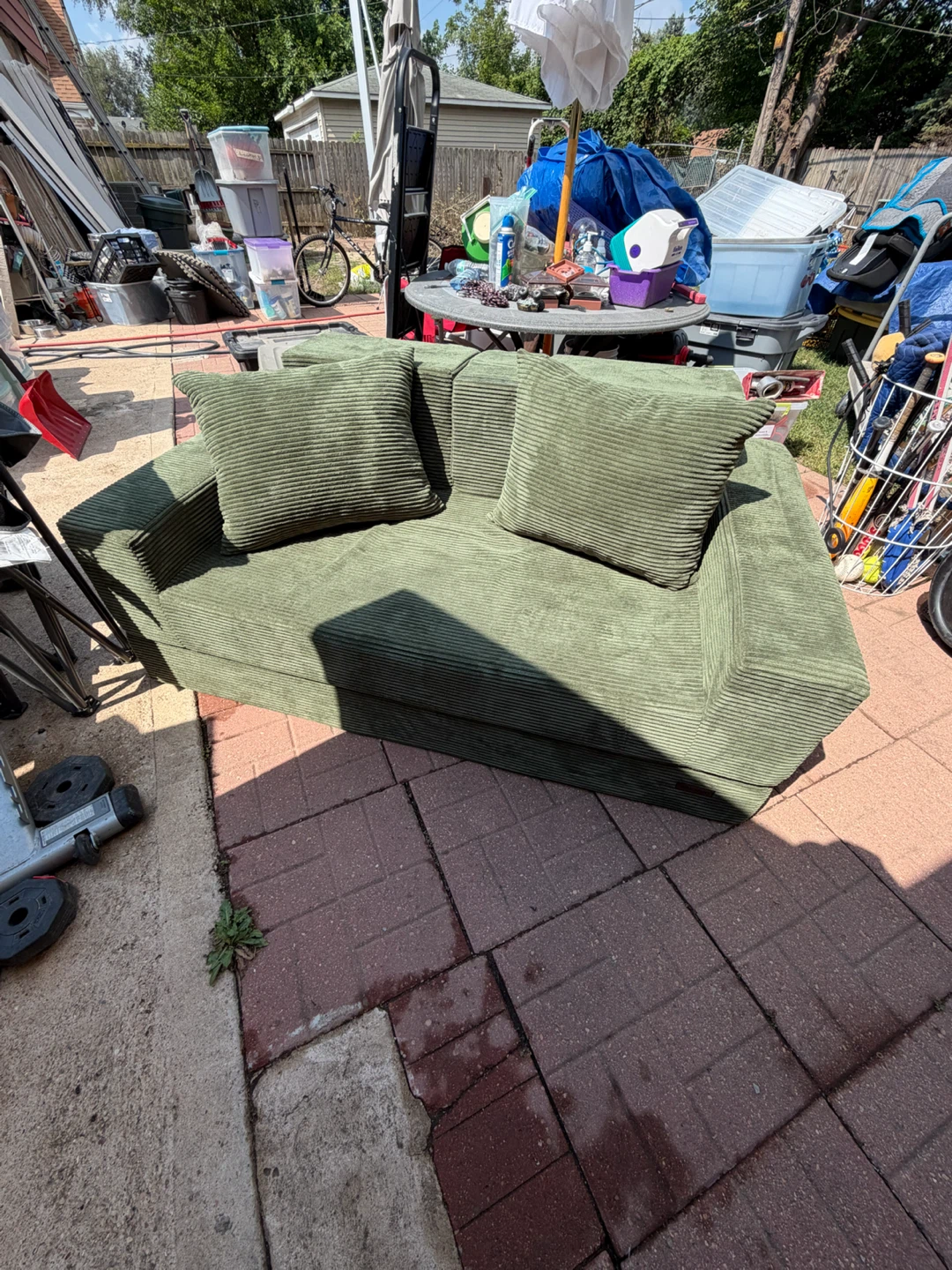 Green Corduroy Loveseat - photo 2