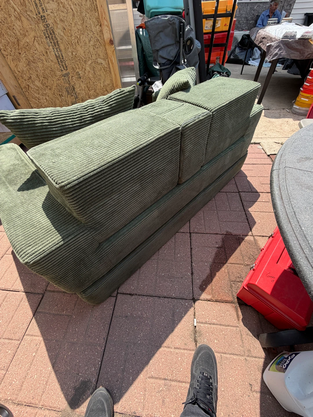 Green Corduroy Loveseat - photo 4
