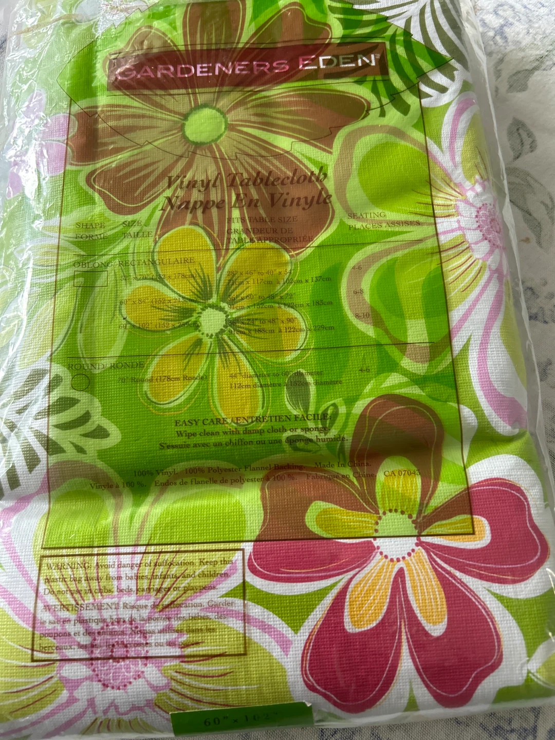 Gardeners Eden Vinyl Tablecloth 60" x 102"