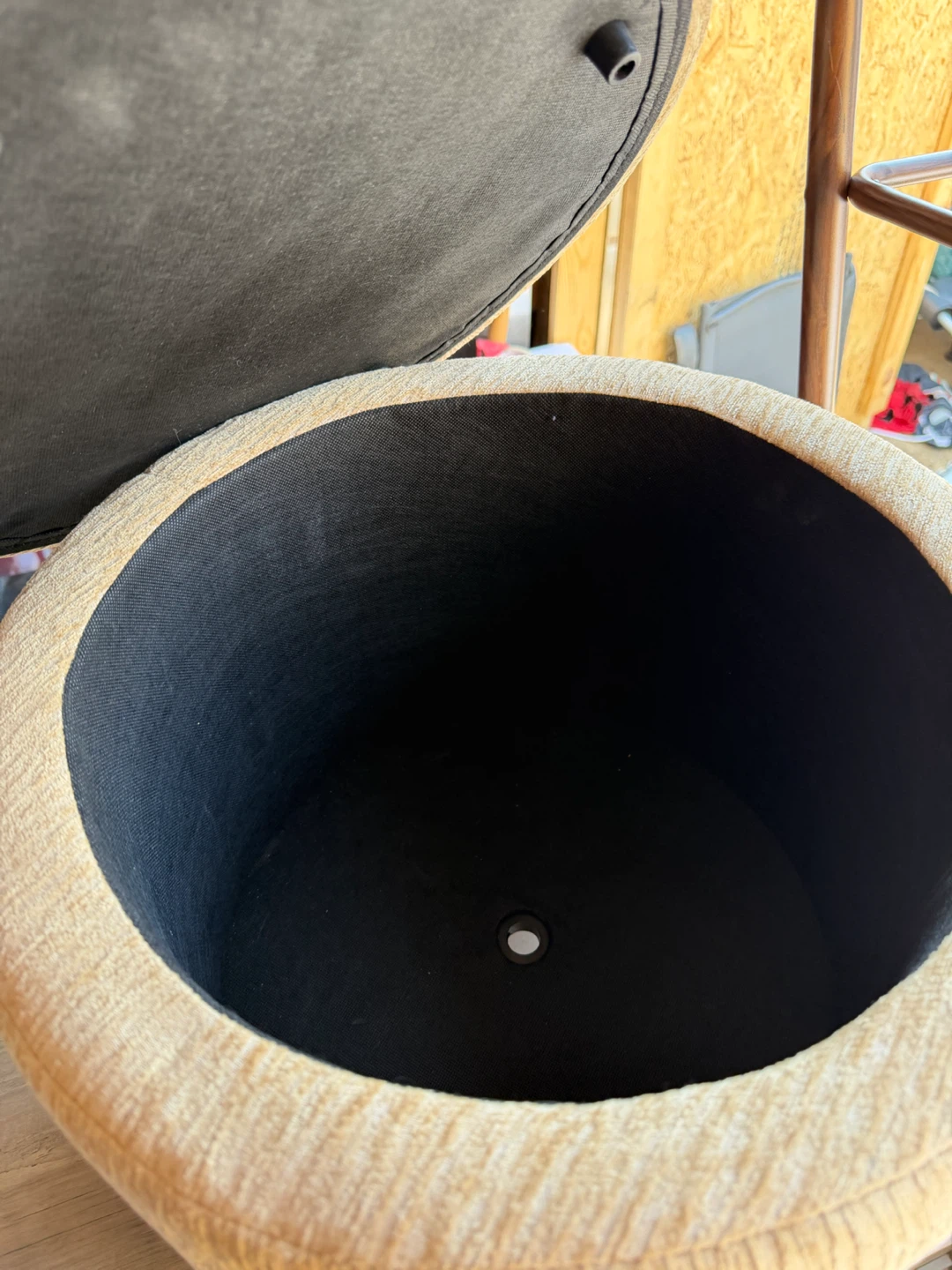Round Tan Storage Ottoman - photo 3