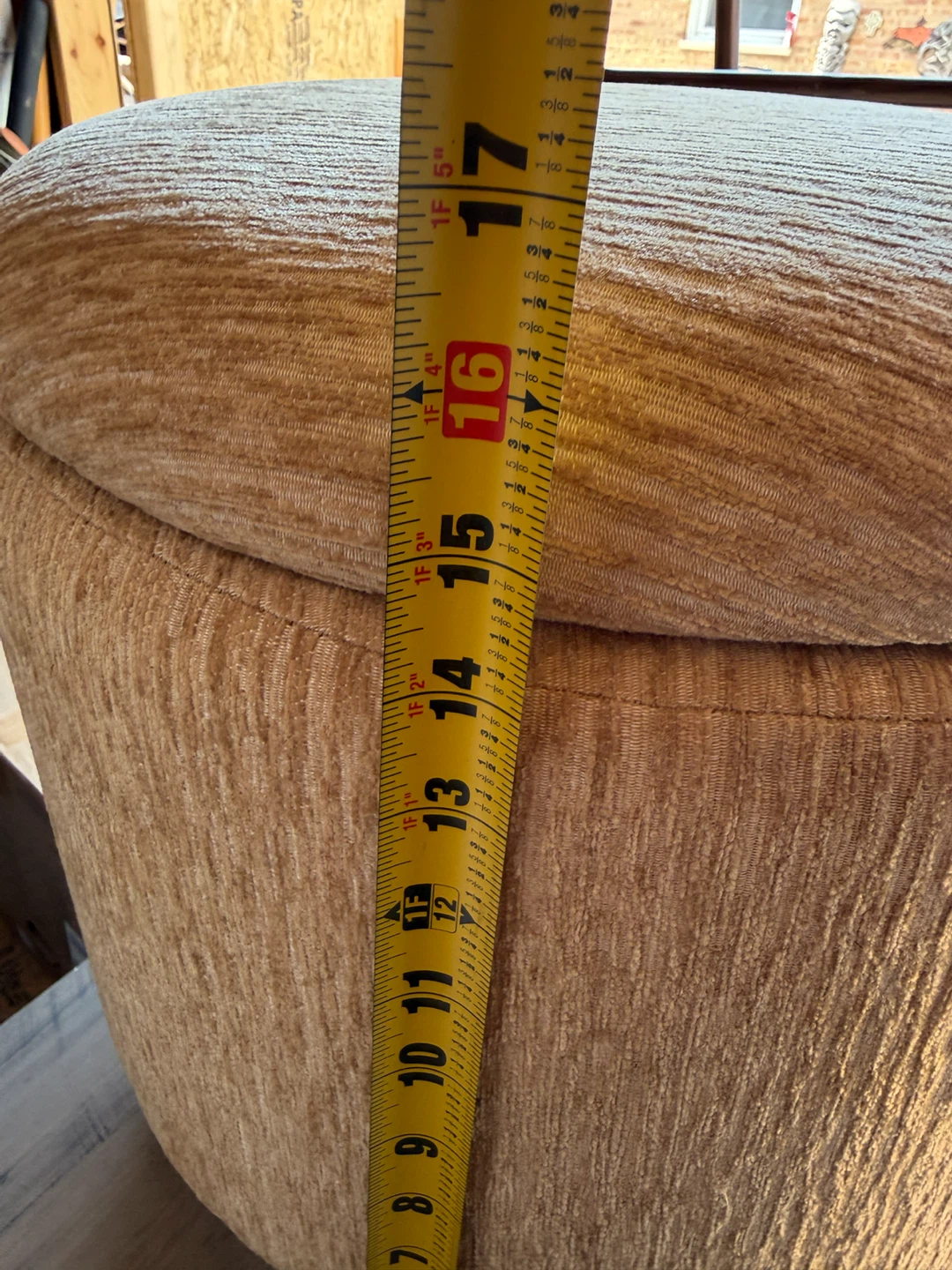 Round Tan Storage Ottoman - photo 5
