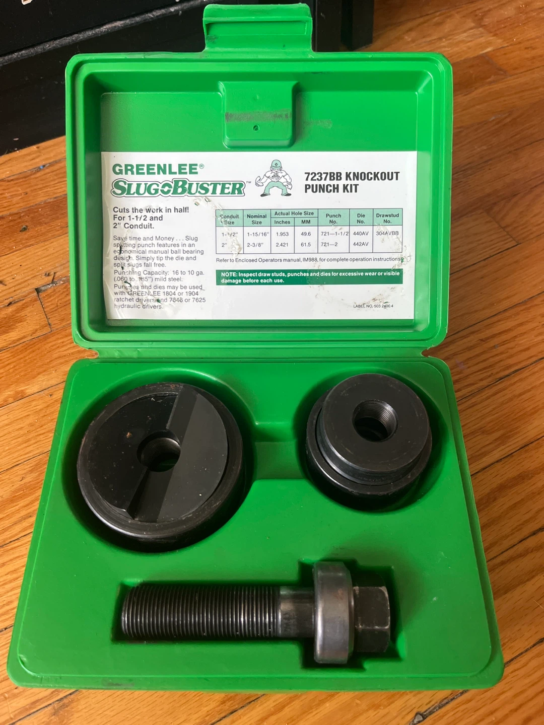 Greenlee 7237BB Slug-Buster Knockout Punch Kit