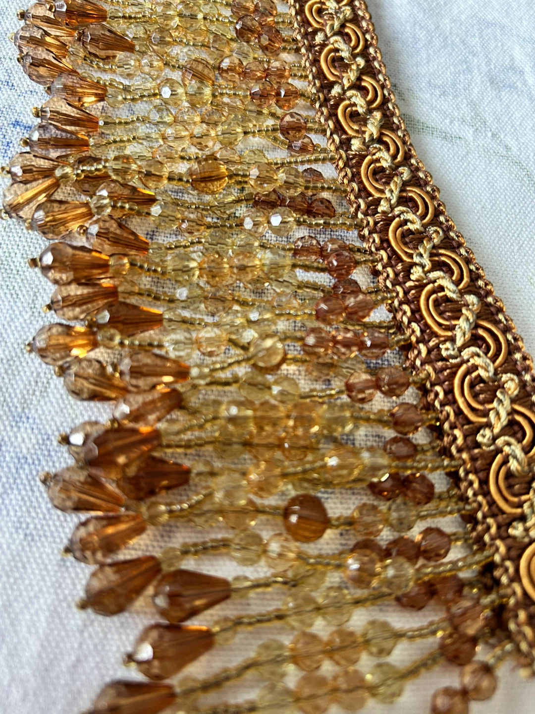 Beaded Fringe Trim, Amber and Brown - photo 3