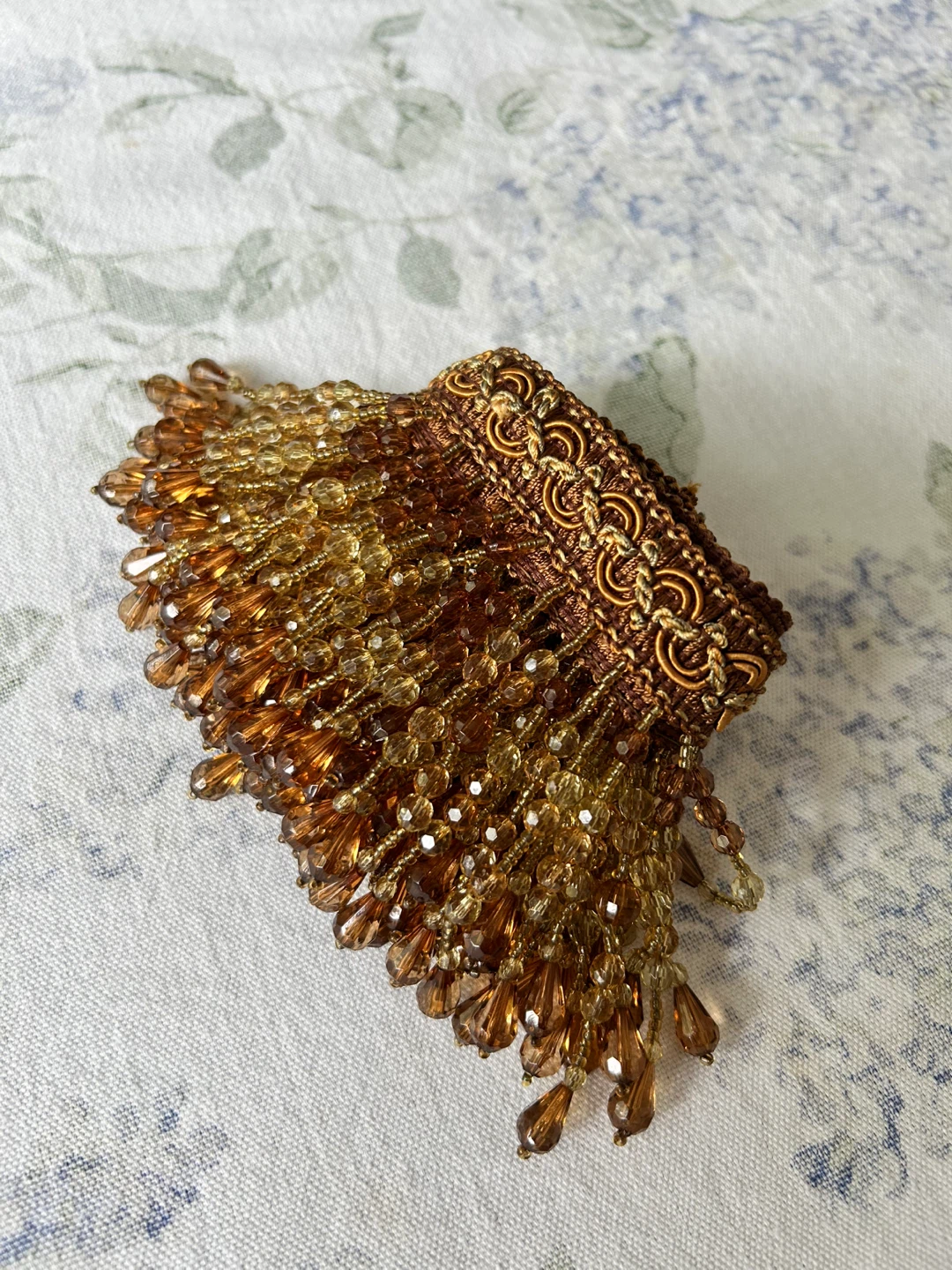 Beaded Fringe Trim, Amber and Brown - photo 4