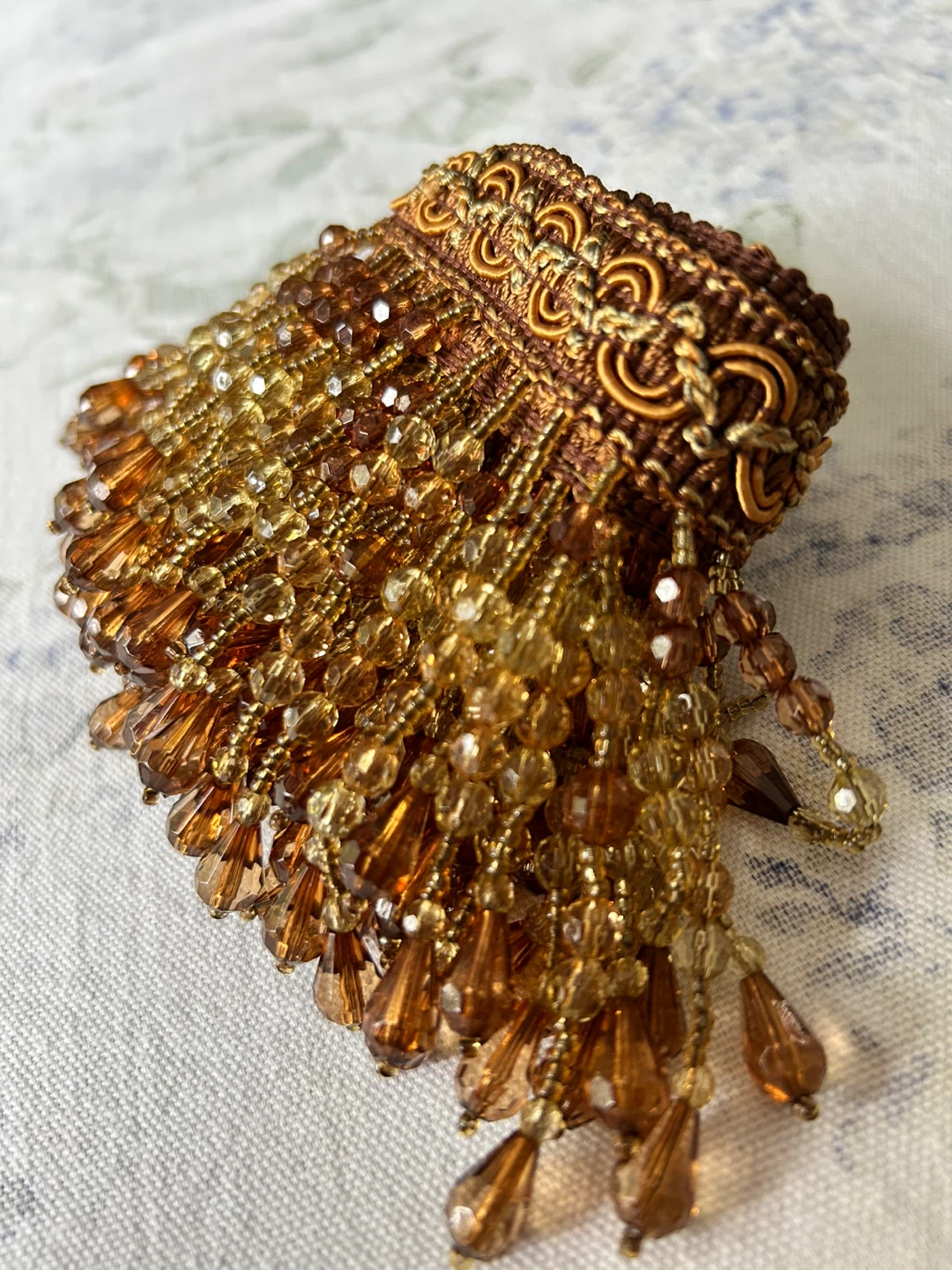 Beaded Fringe Trim, Amber and Brown - photo 5