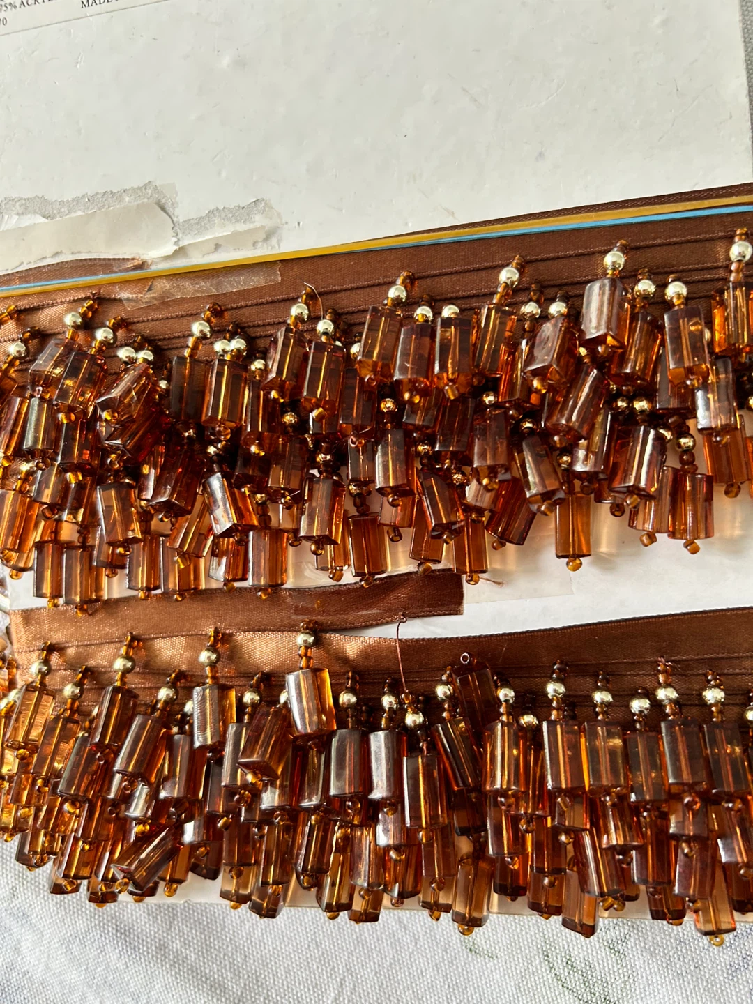 Cognac Acrylic Beaded Trim 10 Metres