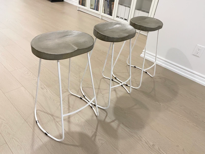 Set of 3 Solid Wood 25” Counter Stools Gray and White