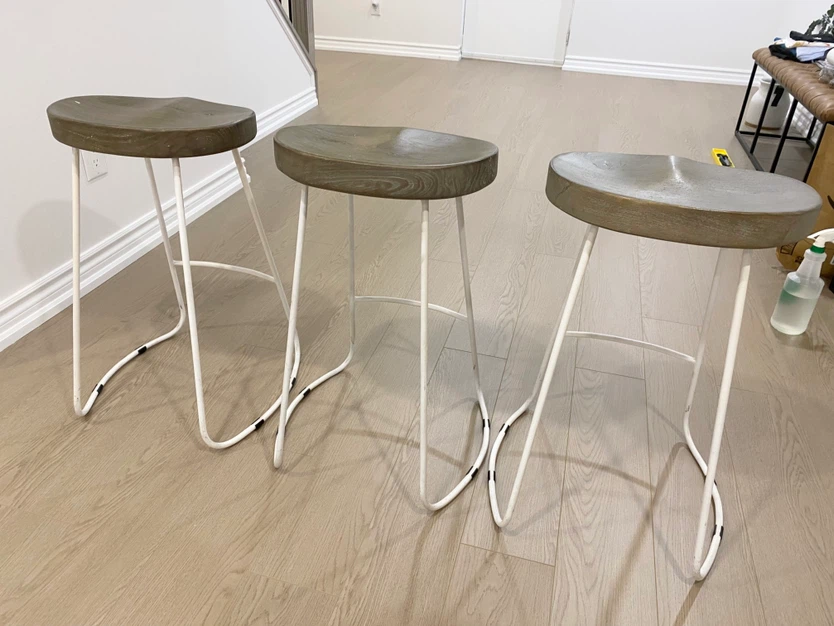 Set of 3 Solid Wood 25” Counter Stools Gray and White - photo 2