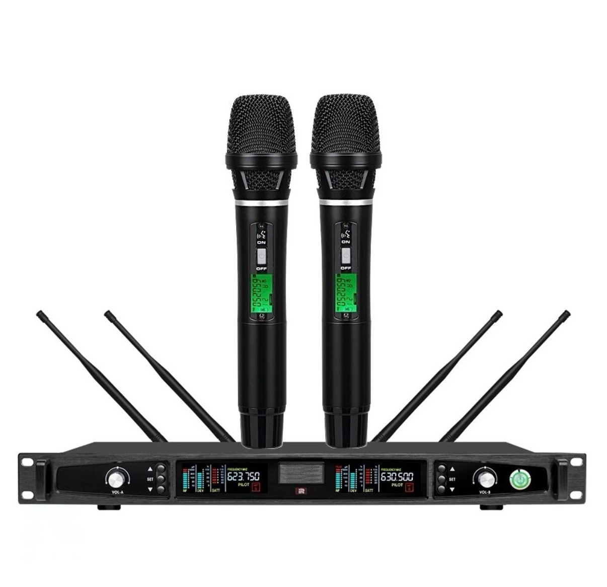 UHF Wireless Microphone System Dual Handheld Cordless Mic’s