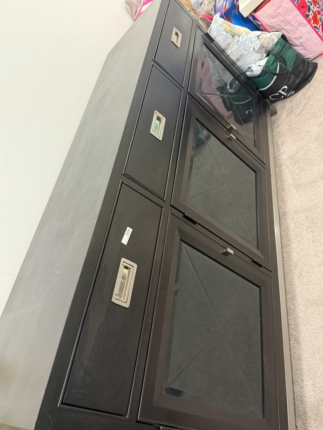 🗄️Dark Wood Buffet Cabinet with Glass Doors - photo 2