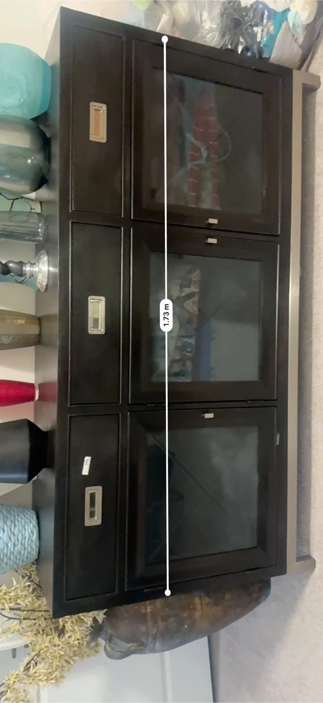 🗄️Dark Wood Buffet Cabinet with Glass Doors - photo 4
